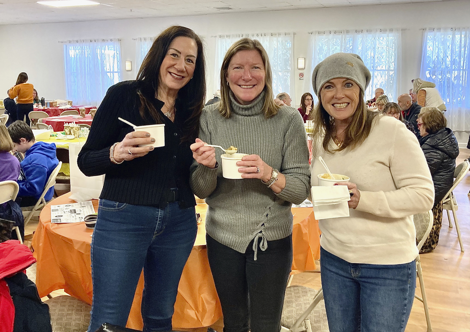 Maureen Kodweis, Christie Kinney and Deirdre Hogan at Project MOST's Empty Bowl's event on Sunday Amagansett American Legion Post 419. KYRIL BROMLEY