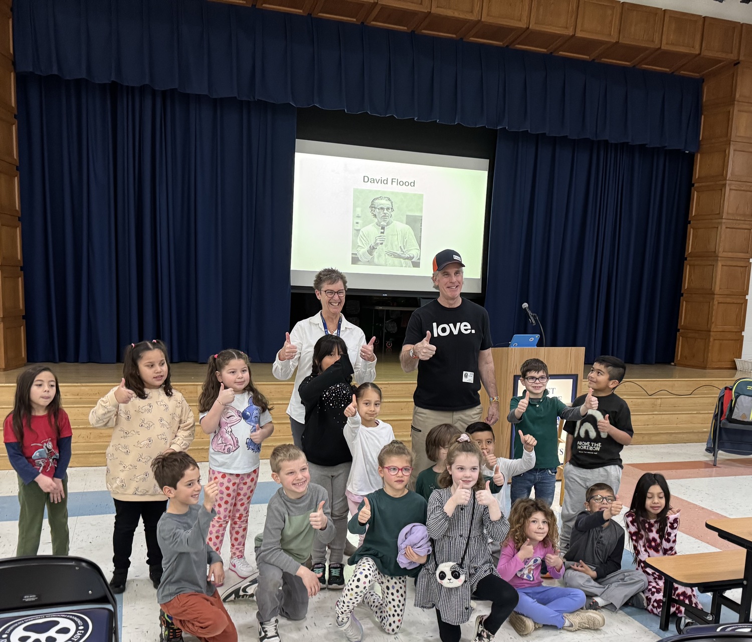 Long Island author David Flood inspired East Quogue School students with his message about inclusivity and kindness. His book, ”A Kids Book About Autism,” was inspired by his own son and serves as a reminder of the importance of embracing and supporting all individuals. COURTESY EAST QUOGUE SCHOOL DISTRICT