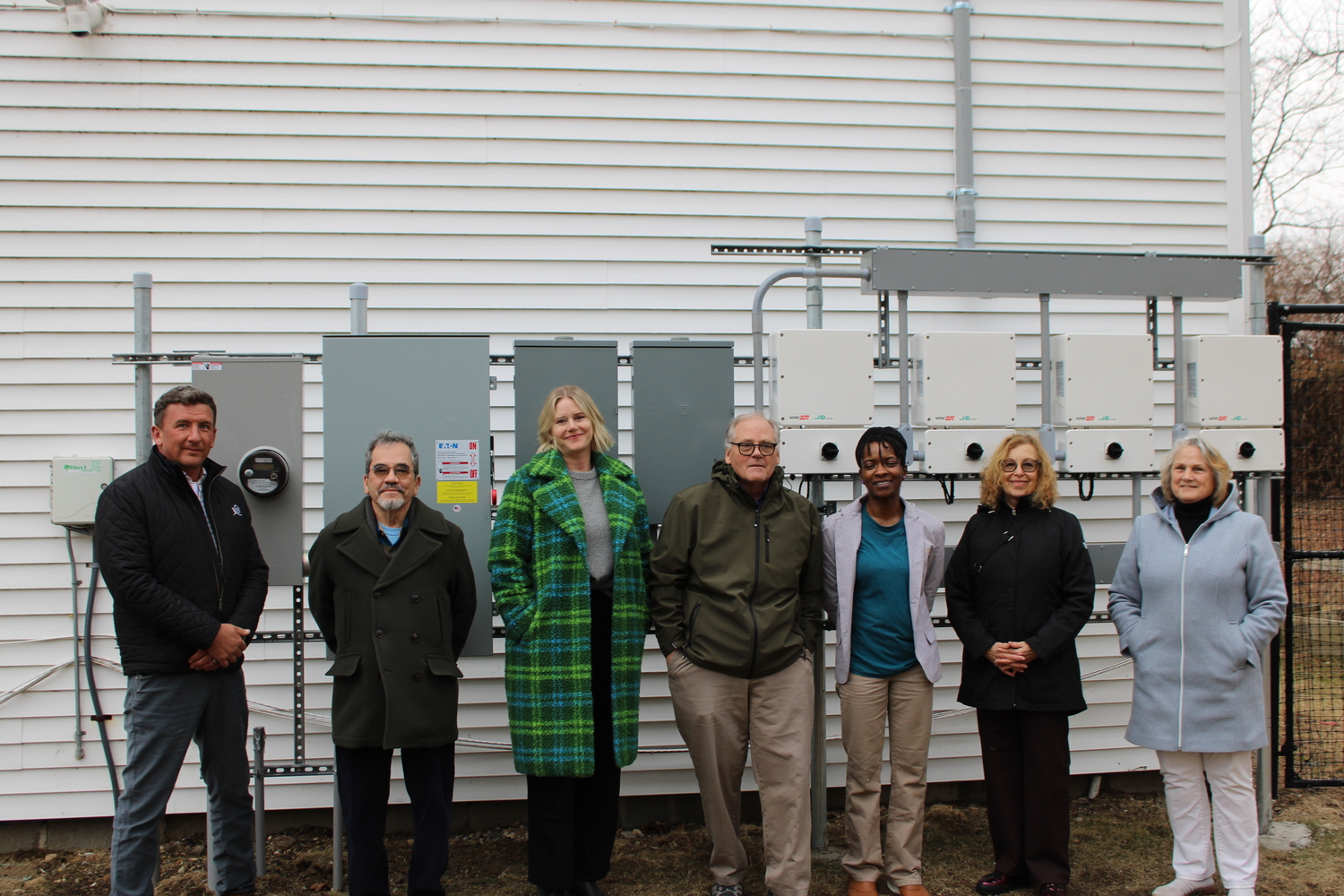 The East Hampton Housing Authority celebrates the commissioning of its solar installation at the Avallone Apartments in Montauk. JACK MOTZ