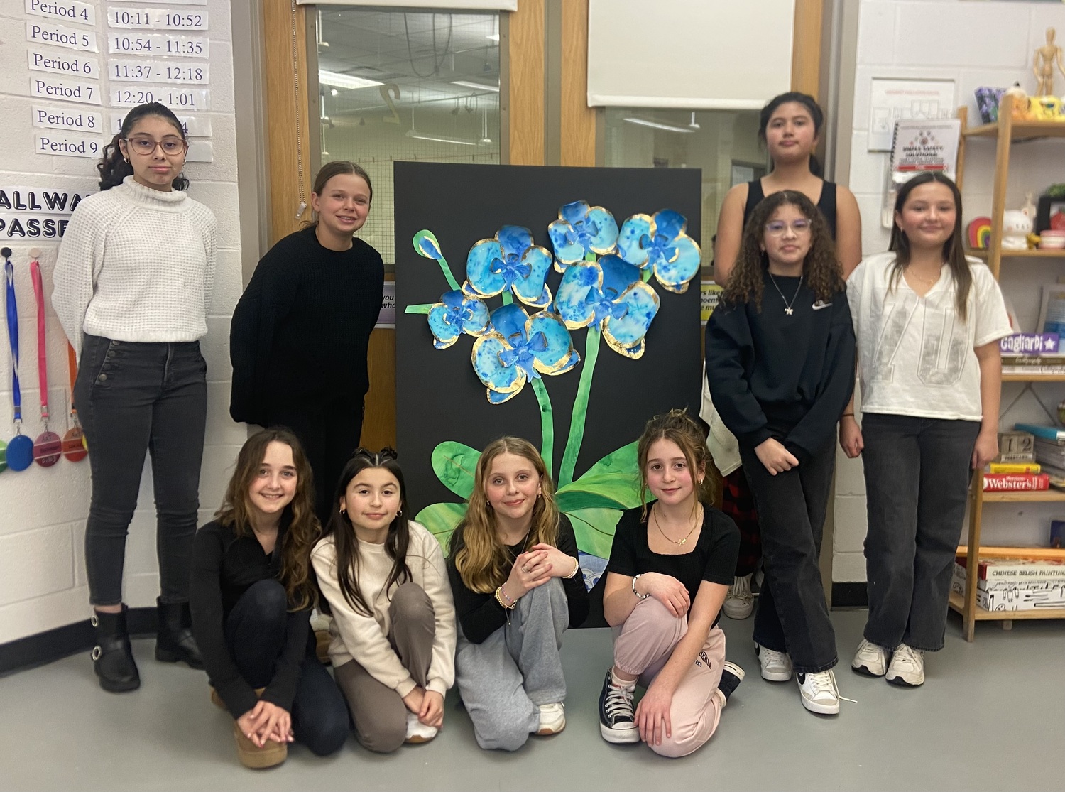 For the annual Parrish Art Museum Student Art Exhibit, fifth graders at Hampton Bays Middle School collaborated to create a spring flower piece. Additionally, the work of 18 seventh and eighth graders will be showcased. COURTESY HAMPTON BAYS SCHOOL DISTRICT