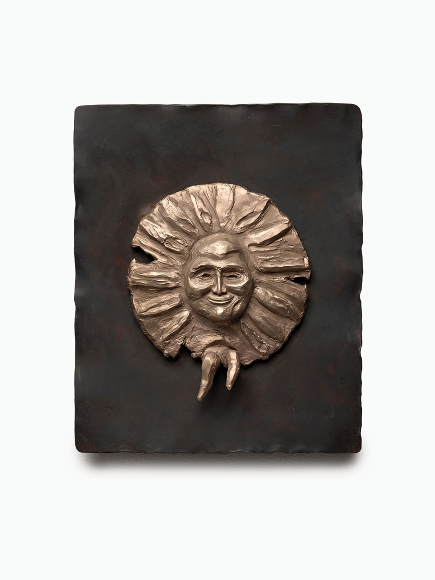 Chaz John, “Morning Star with Tree Bark,” 2024. Lost wax bronze and single pour bronze, steel, tree bark, 34