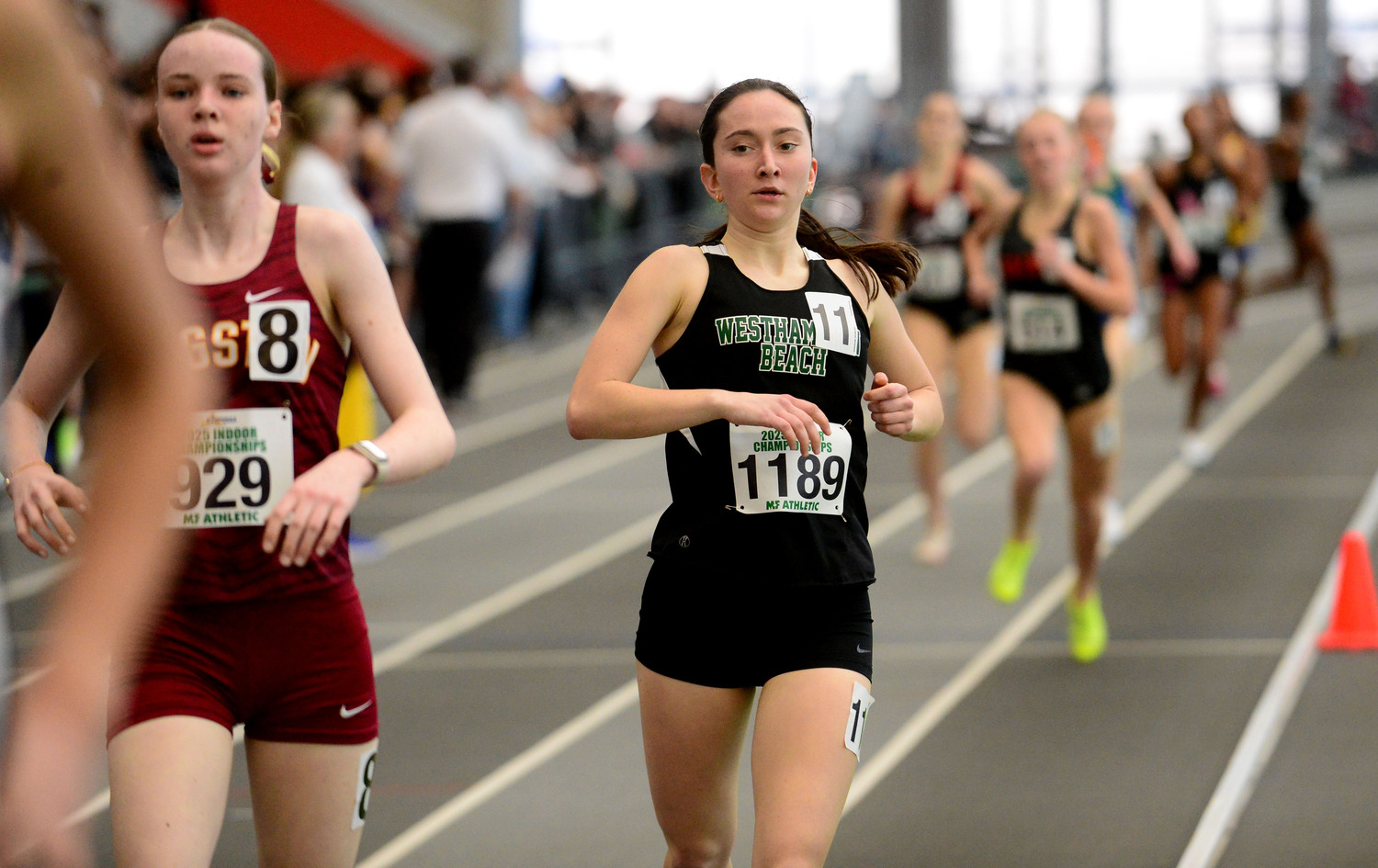 Westhampton Beach senior Lily Strebel ran in both the 1,000- and 1,500-meter races at the New York State Indoor Track and Field Championships on Saturday.   DAMION REID