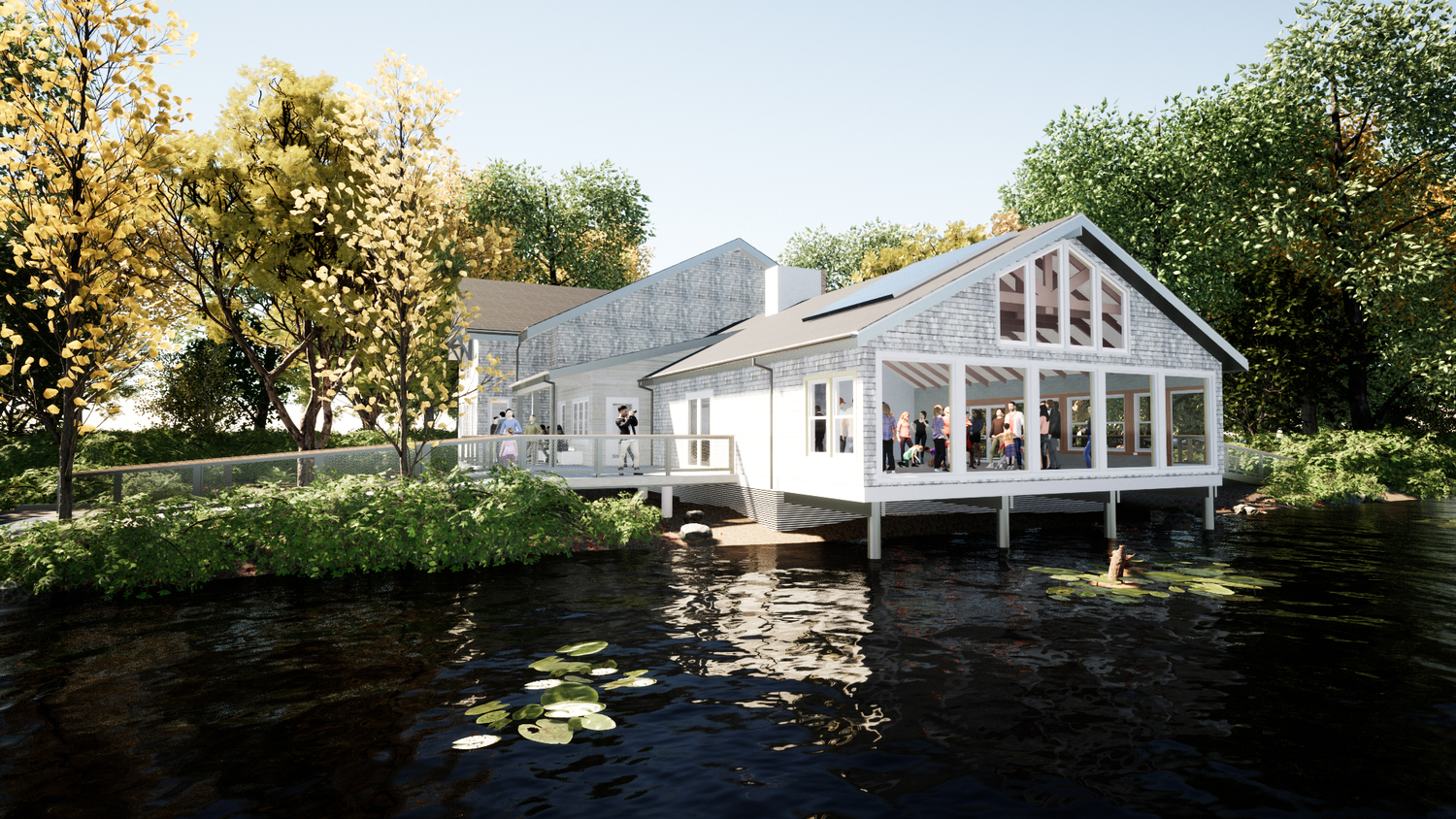 Renderings show the plans to renovate and expand the Charles Banks Belt Nature Center at the Quogue Wildlife Refuge. COURTESY QWR