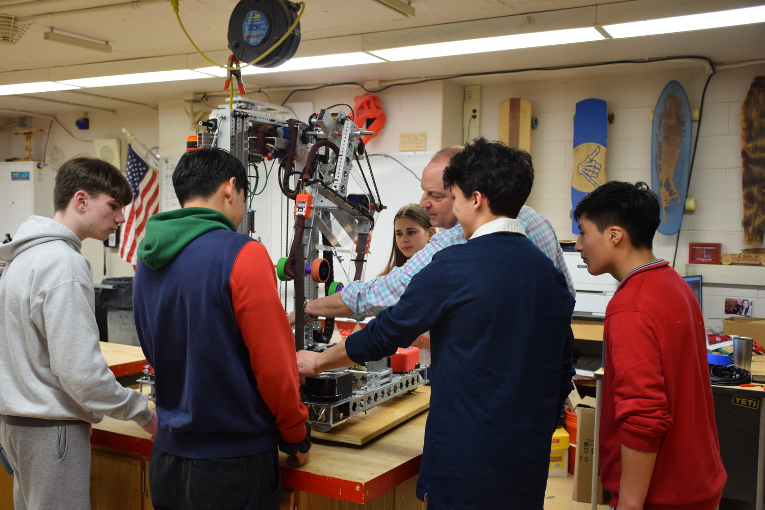 Pierson robotics students prepare for this year’s FIRST Robotics competition. COURTESY SAG HARBOR SCHOOL DISTRICT