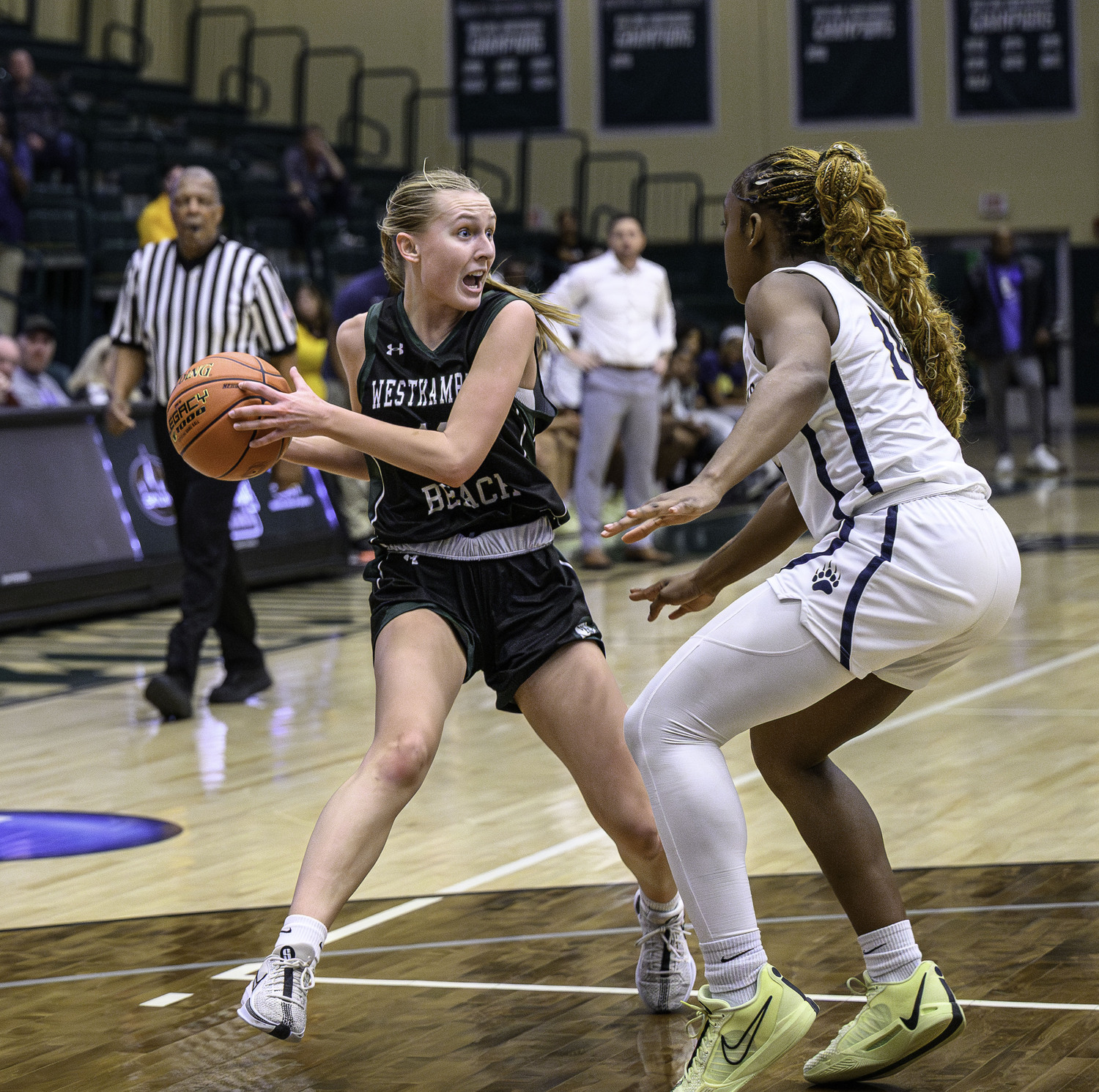 Senior forward Shannon Sweet calls a play. MARIANNE BARNETT