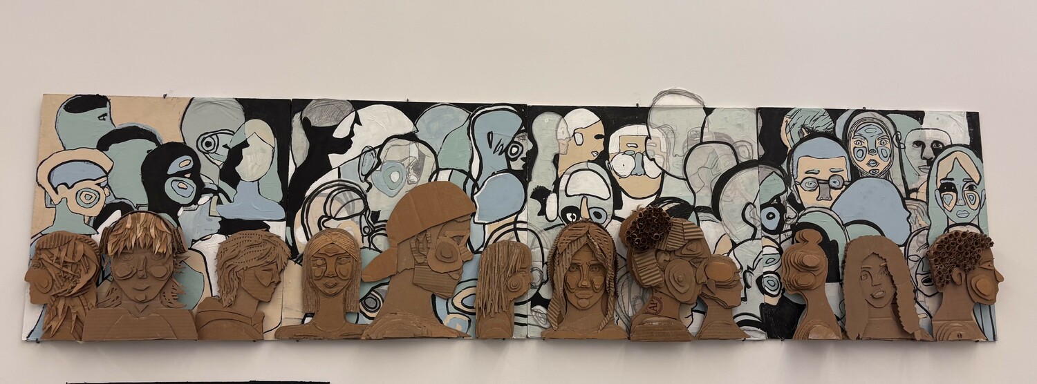 Student artists in Margaret Zubarrian’s
Foundation Studio classes created a collaborative piece for the exhibit.