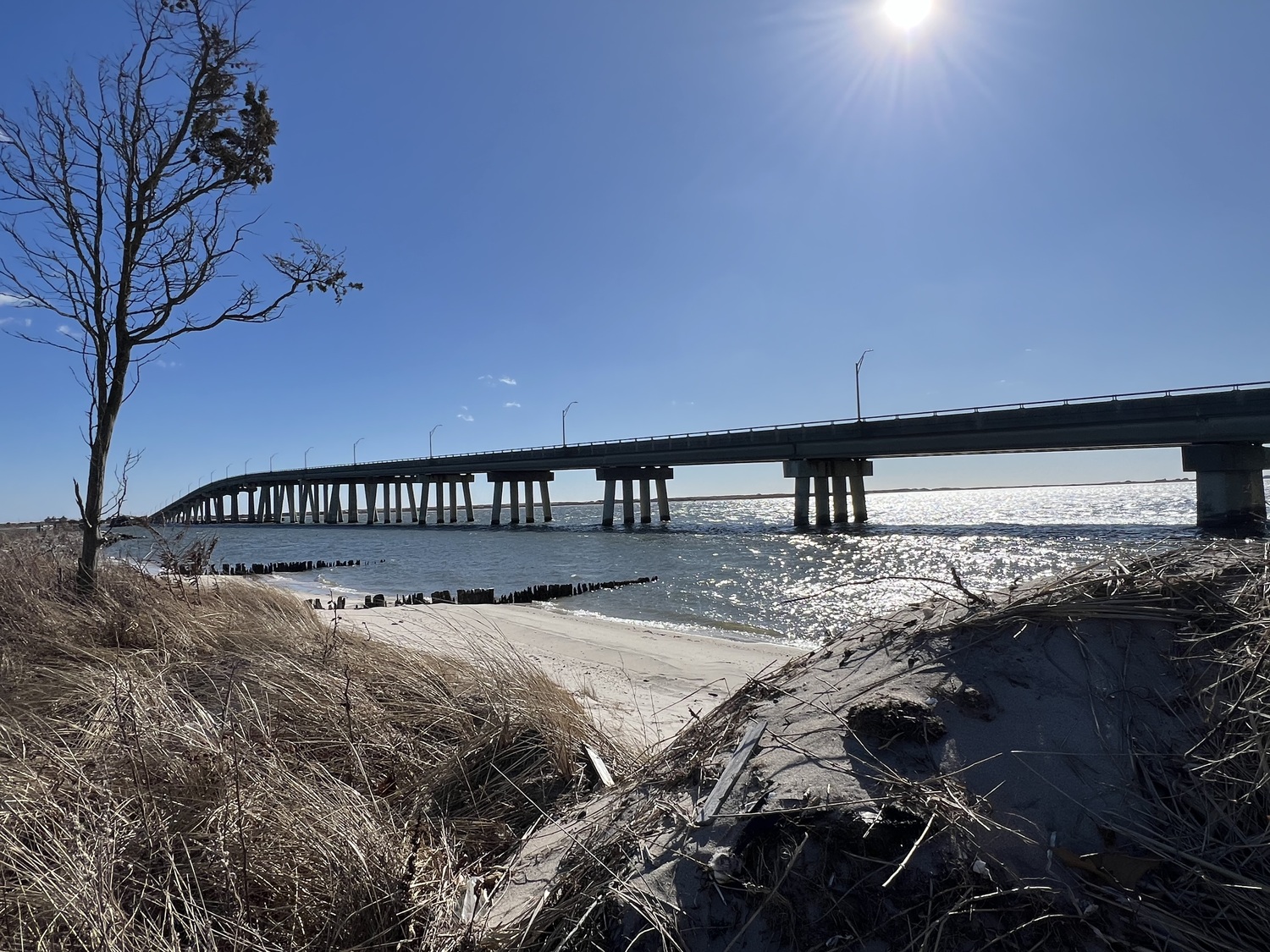 The Ponquogue Bridge reopened to vehicle traffic Tuesday, March 4, with new temporary traffic lanes shifted away from areas of concern in the bridge’s framework and a weight limit of 5 tons.  DANA SHAW