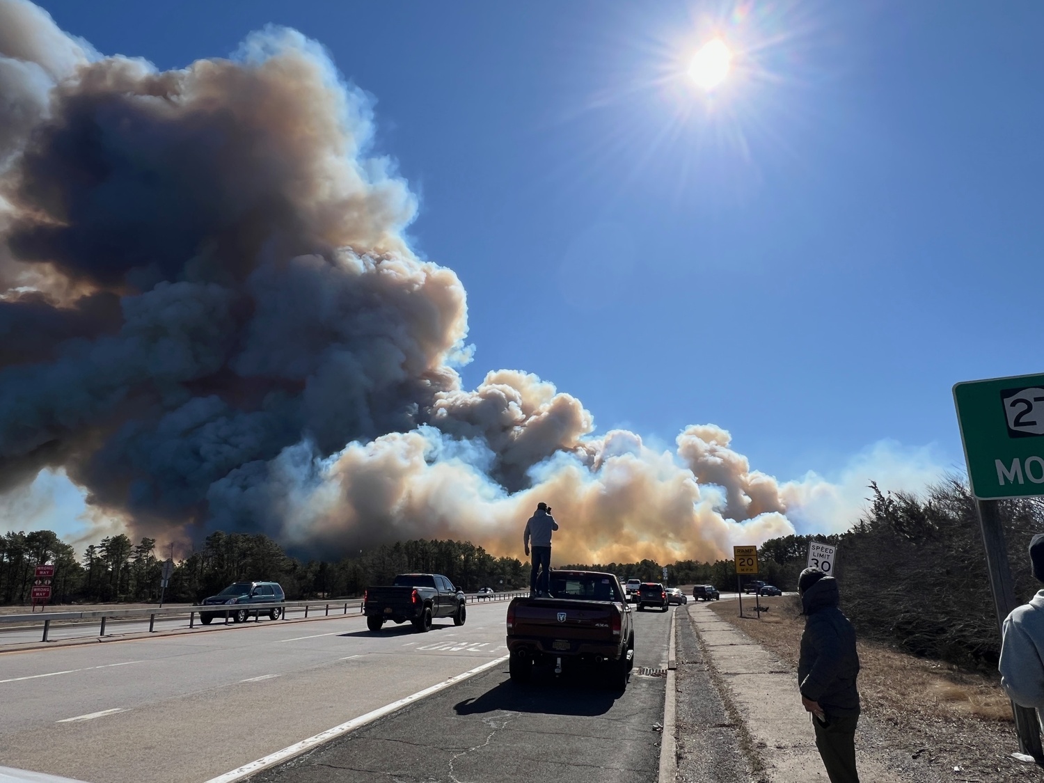 Wildfires have broken out along Route 27 in western Southampton Town. DANA SHAW