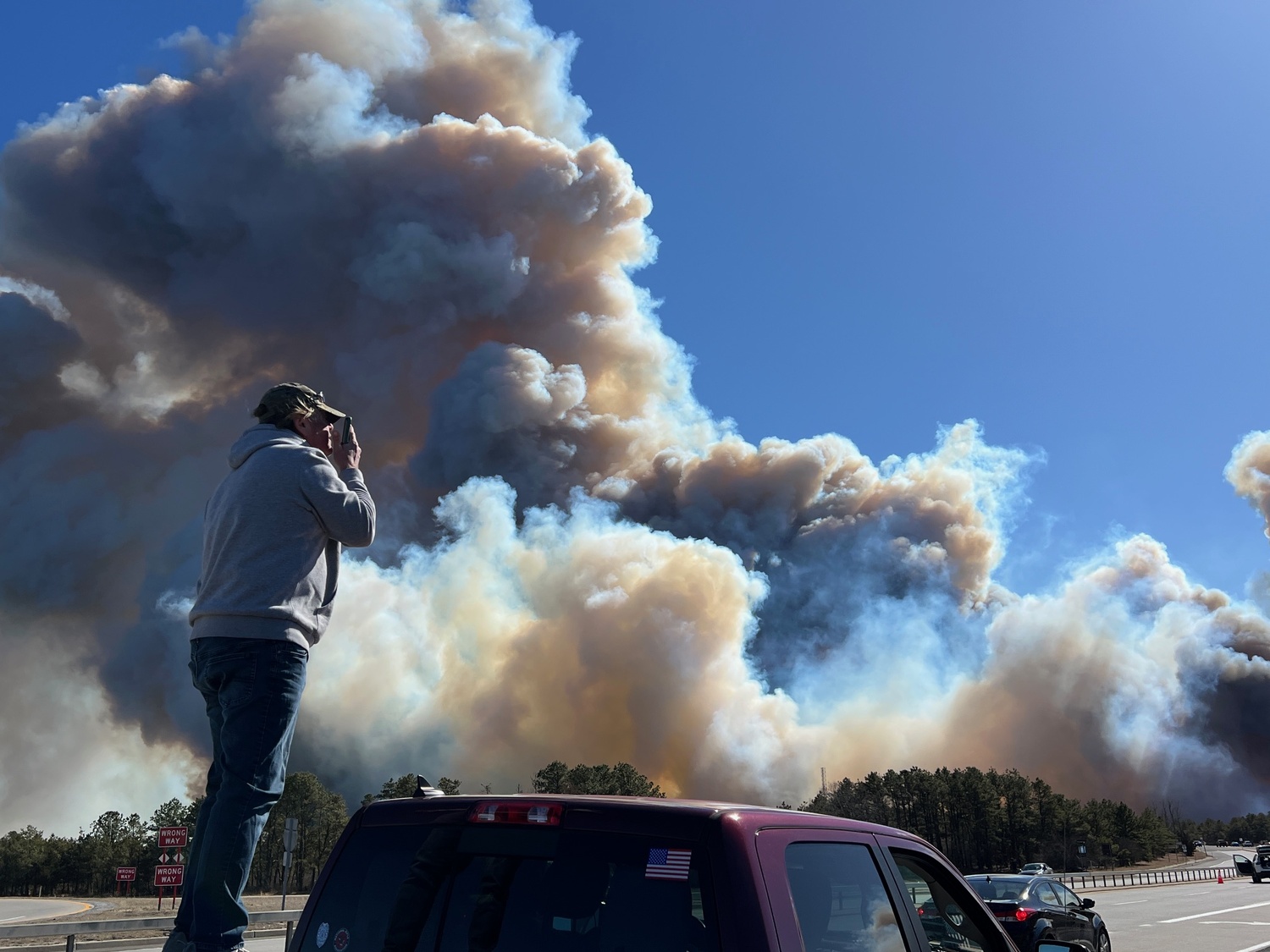 Wildfires have broken out along Route 27 in western Southampton Town. DANA SHAW