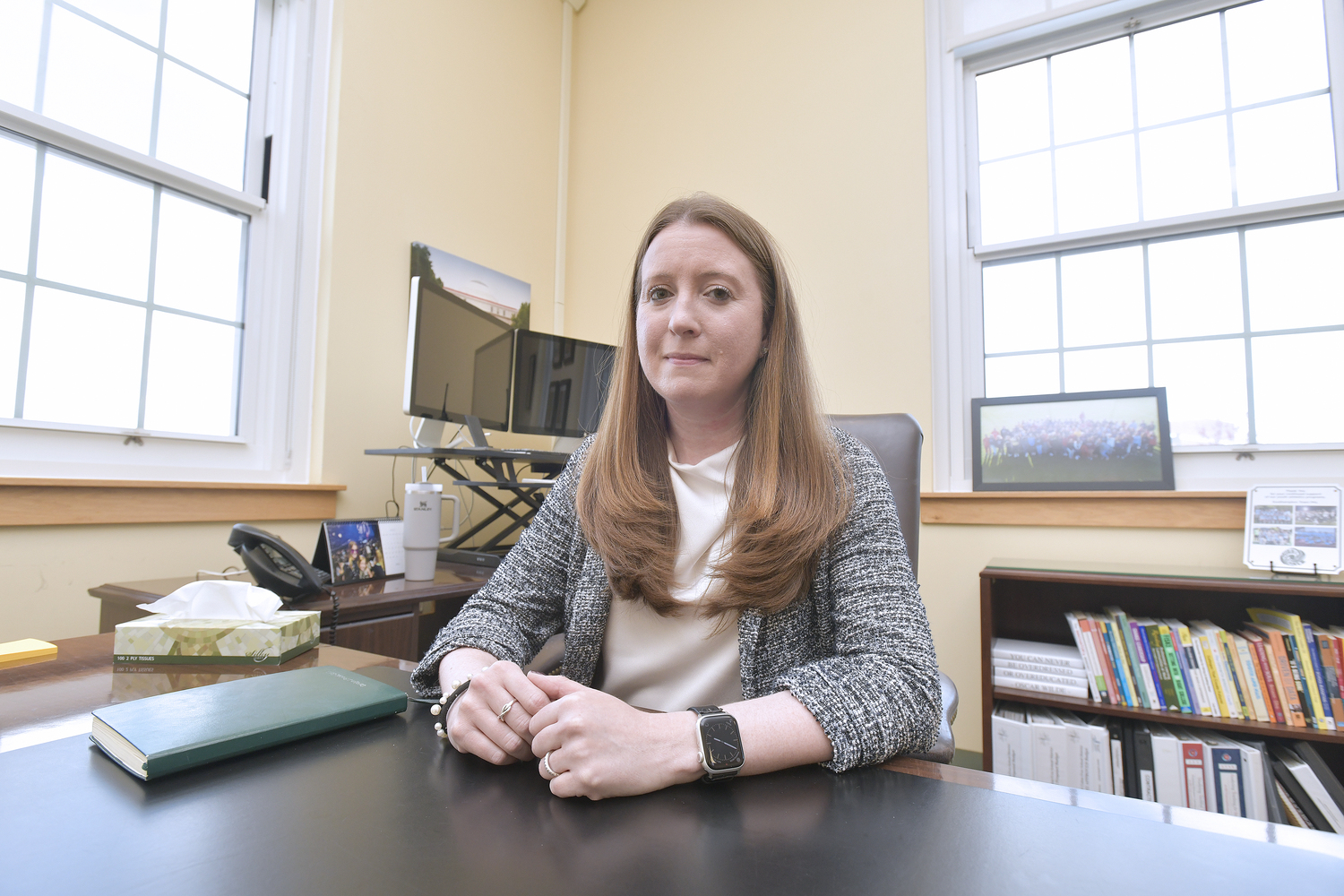 Superintendent of Schools, Westhampton Beach School District Carolyn J. Probst in her office on Tuesday.  DANA SHAW