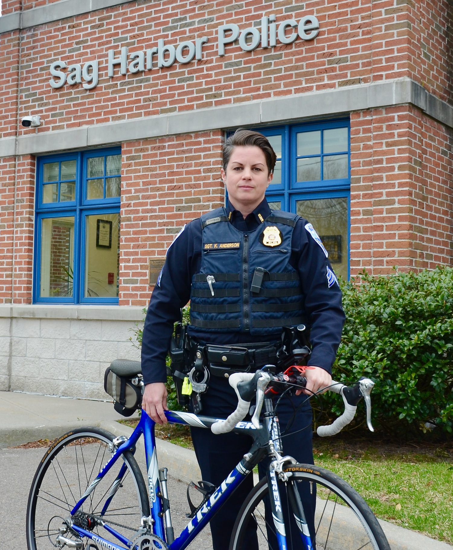 Sag Harbor Police Sergeant Kelly Anderson will bike from Manhattan to Washington D.C. to raise money for the families of police officers killed in the line of duty. KYRIL BROMLEY