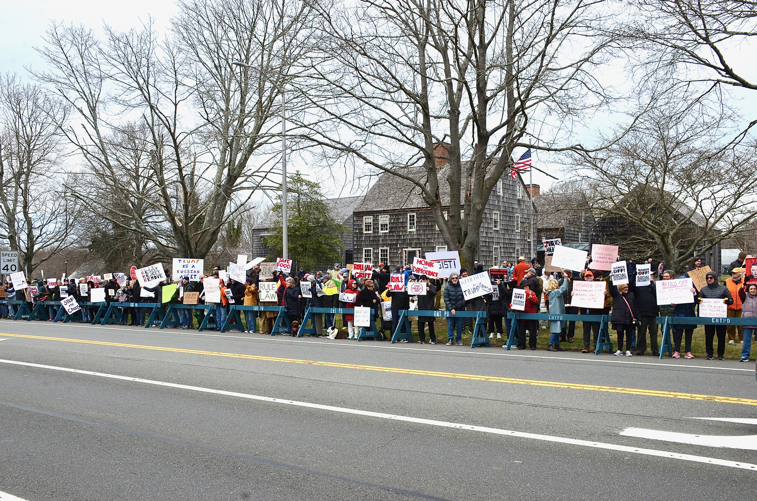 Hundreds of protestors gathered in Front of East Hampton Town Hall on Saturday for 