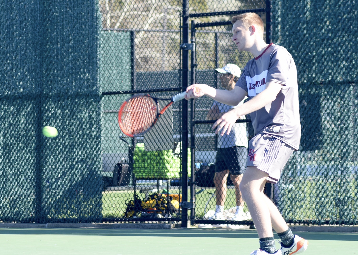 Senior Kiefer Mitchell connect with the ball. DESIRÉE KEEGAN