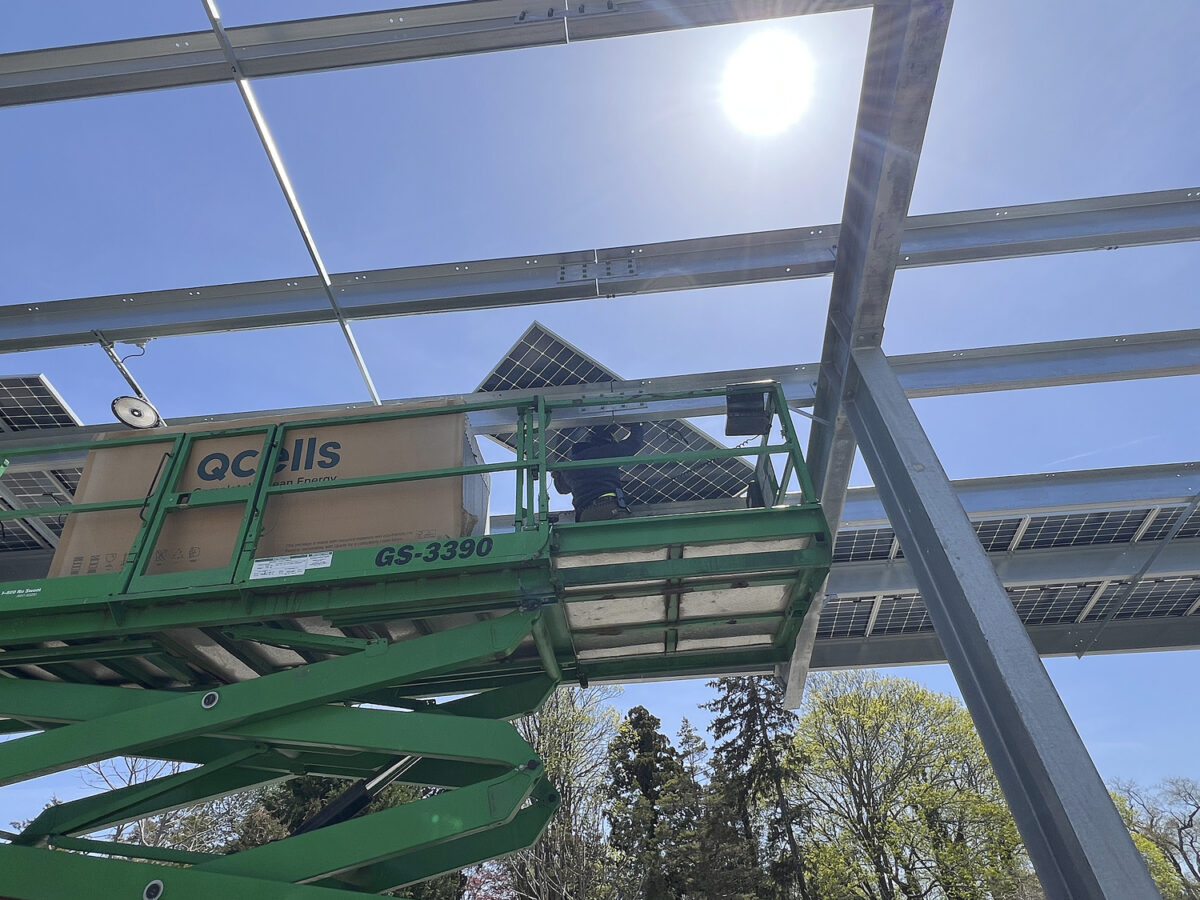  New solar canopy in the Jobs Lane parking lot. DANA SHAW