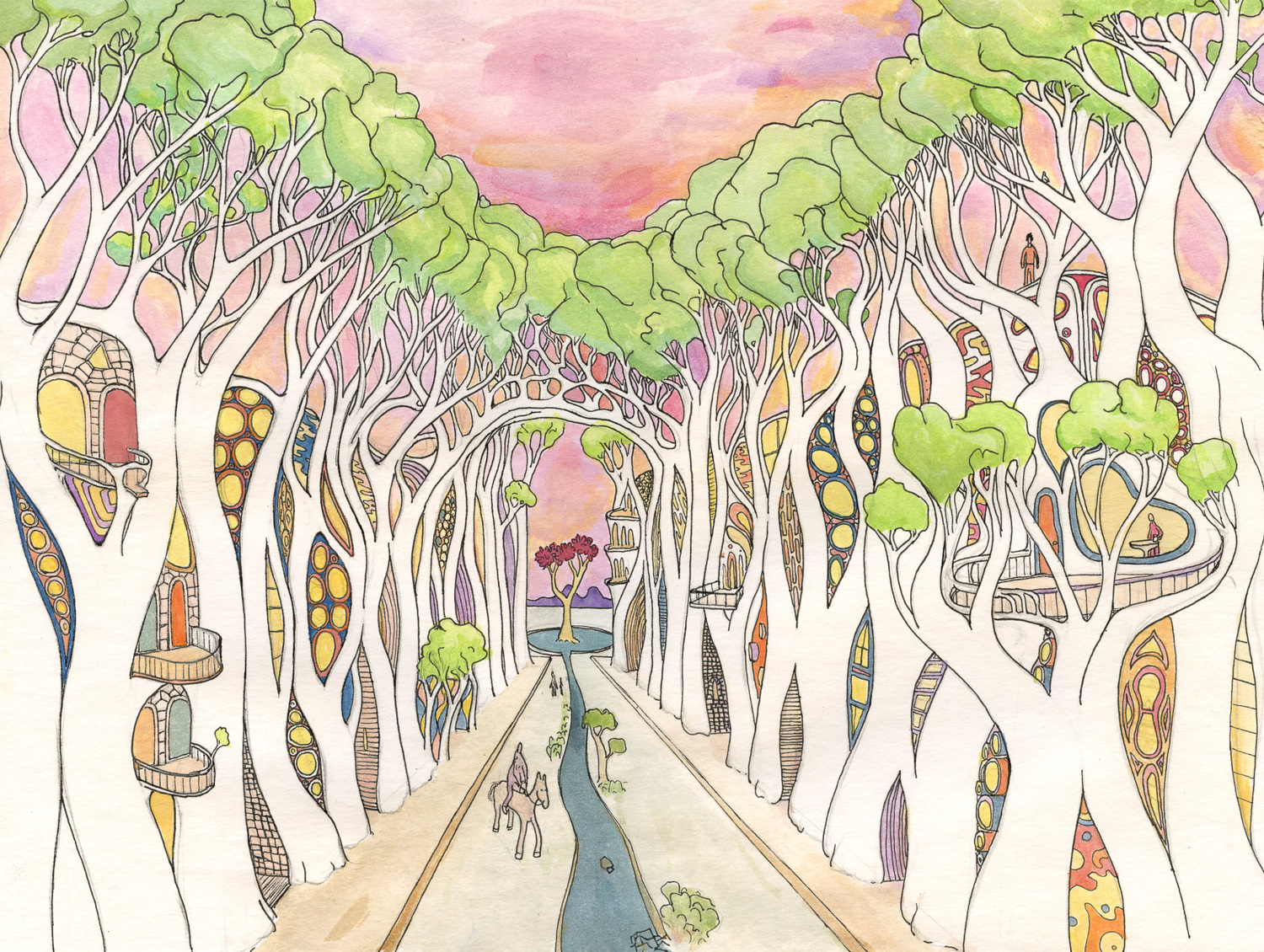 “Tree City” by Mamoun Nukumanu, an artist-in-residence at Tripoli Gallery, is on view in 