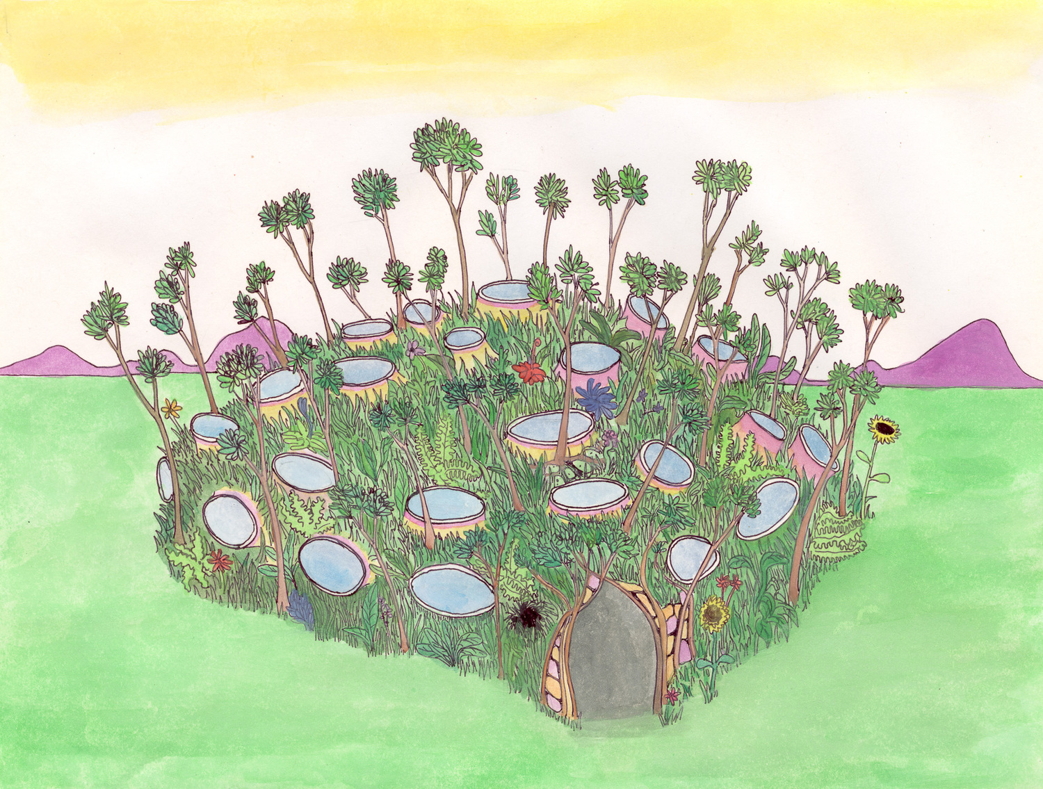 The fanciful drawings of Mamoun Nukumanu, an artist-in-residence at Tripoli Gallery, are on view in 