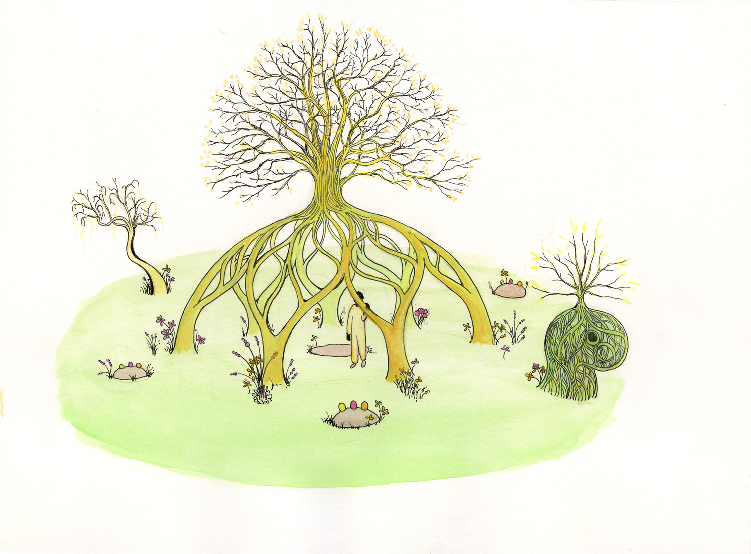 The fanciful drawings of Mamoun Nukumanu, an artist-in-residence at Tripoli Gallery, are on view in 