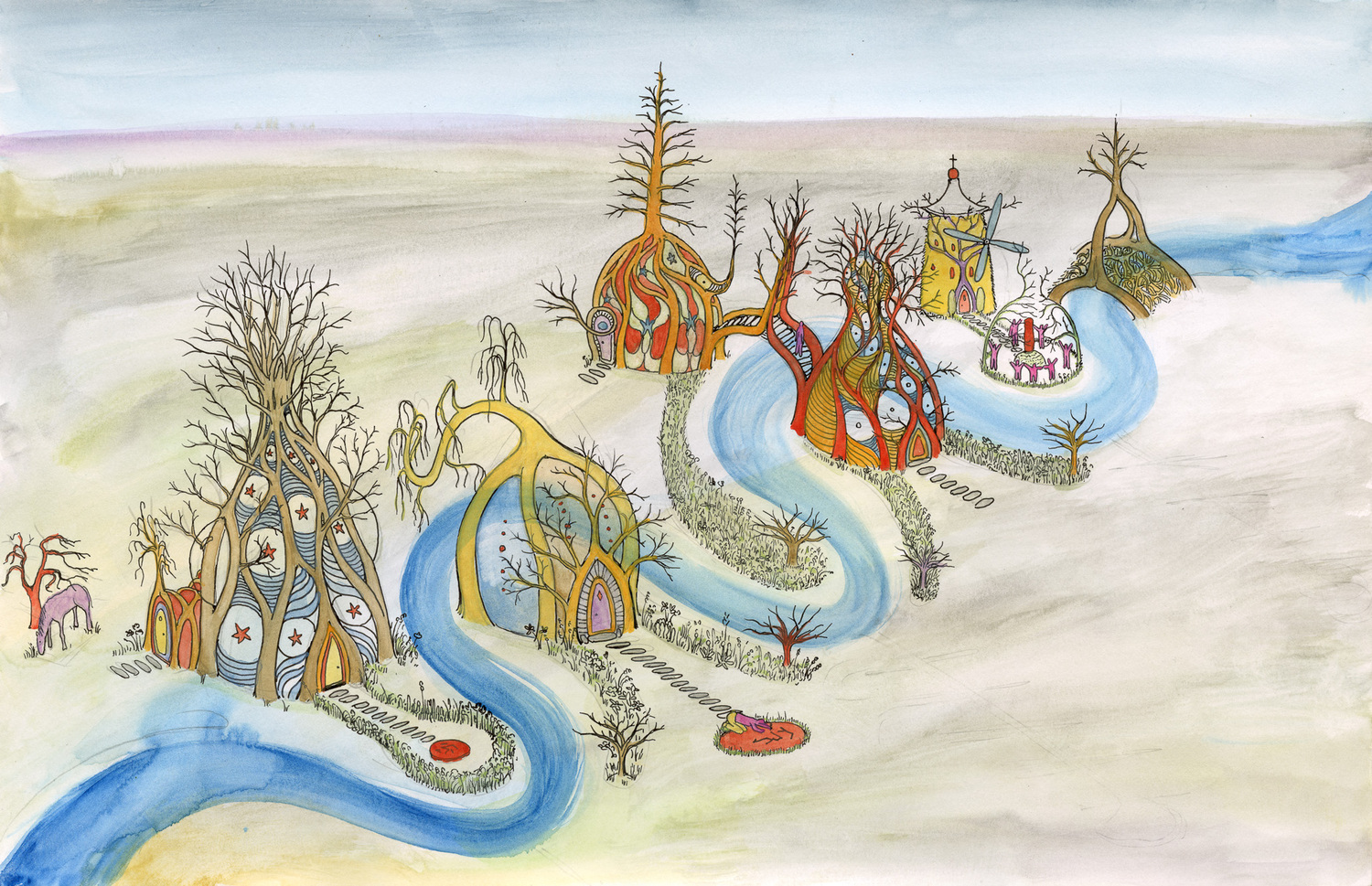 “River Road” by Mamoun Nukumanu, an artist-in-residence at Tripoli Gallery, is on view in 