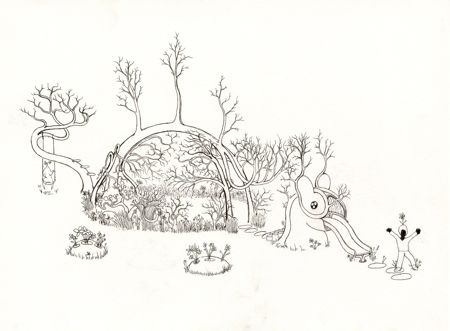The fanciful drawings of Mamoun Nukumanu, an artist-in-residence at Tripoli Gallery, are on view in 