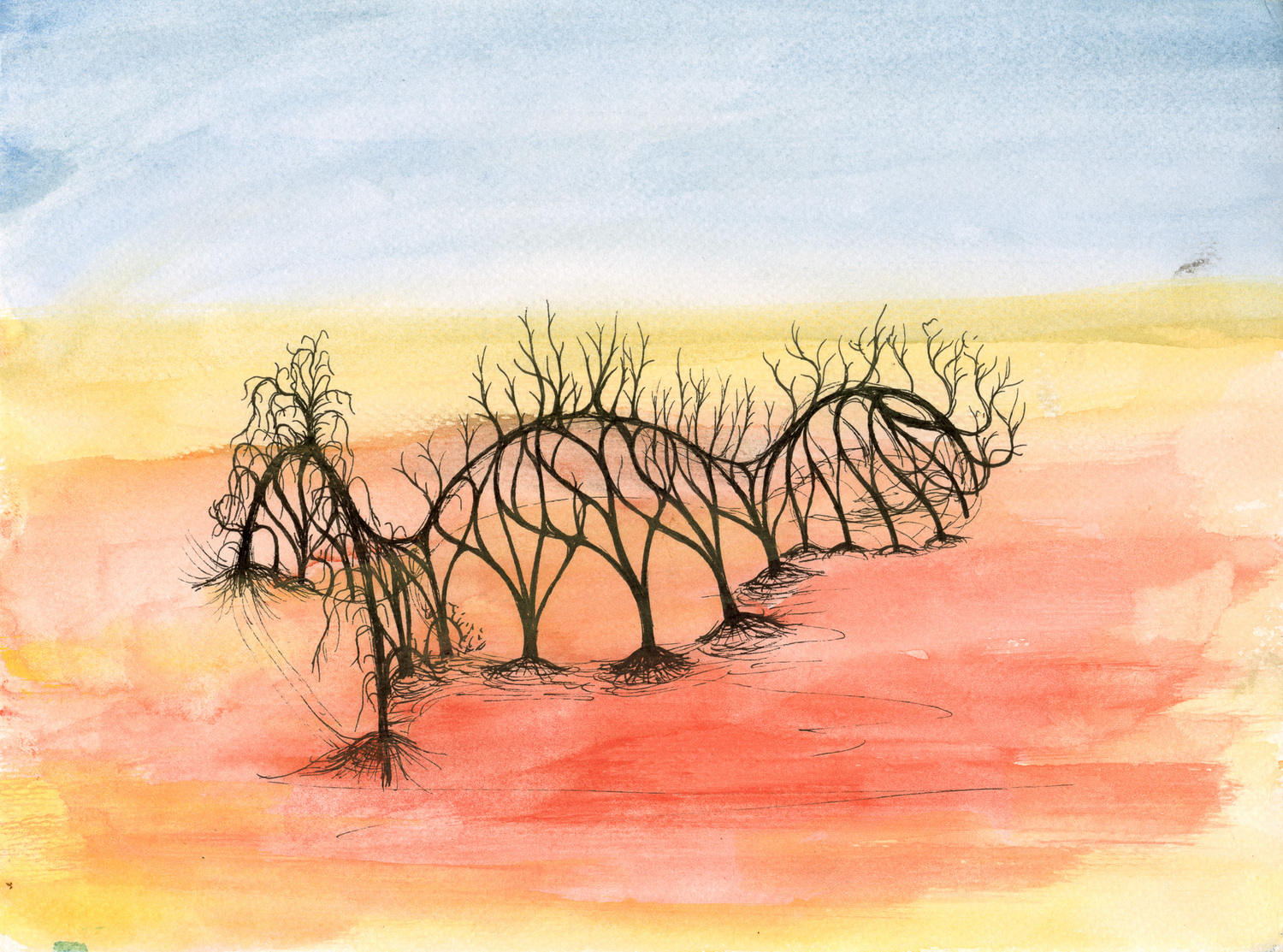 The fanciful drawings of Mamoun Nukumanu, an artist-in-residence at Tripoli Gallery, are on view in 