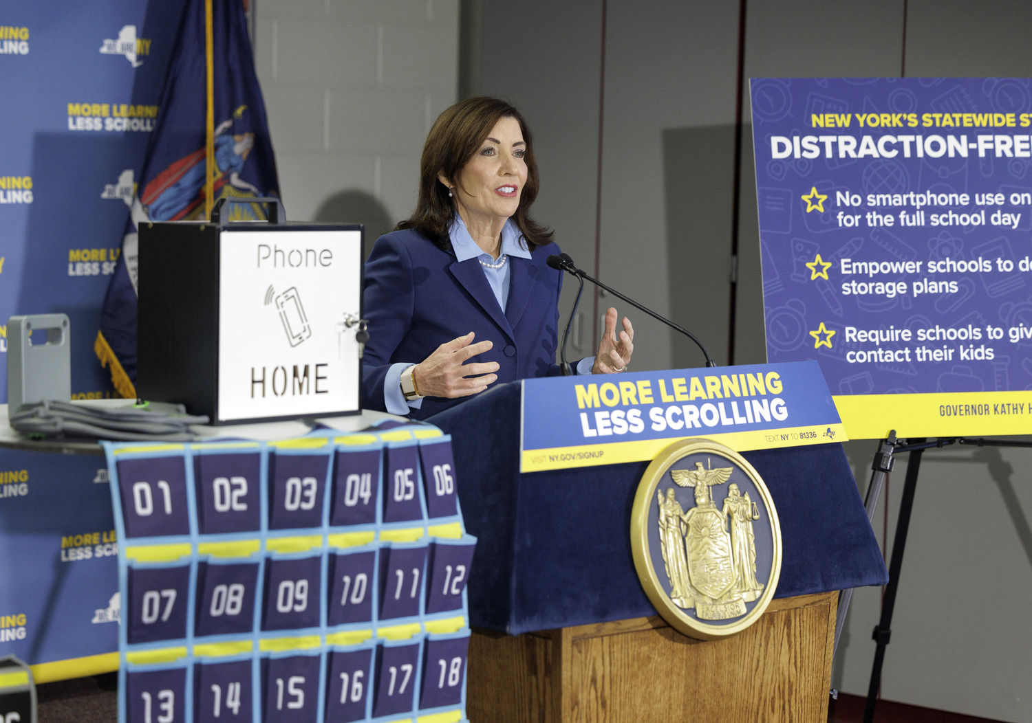 Governor Kathy Hochul recently launched her statewide push for distraction-free schools.  Mike Groll/Office of Governor Kathy Hochul