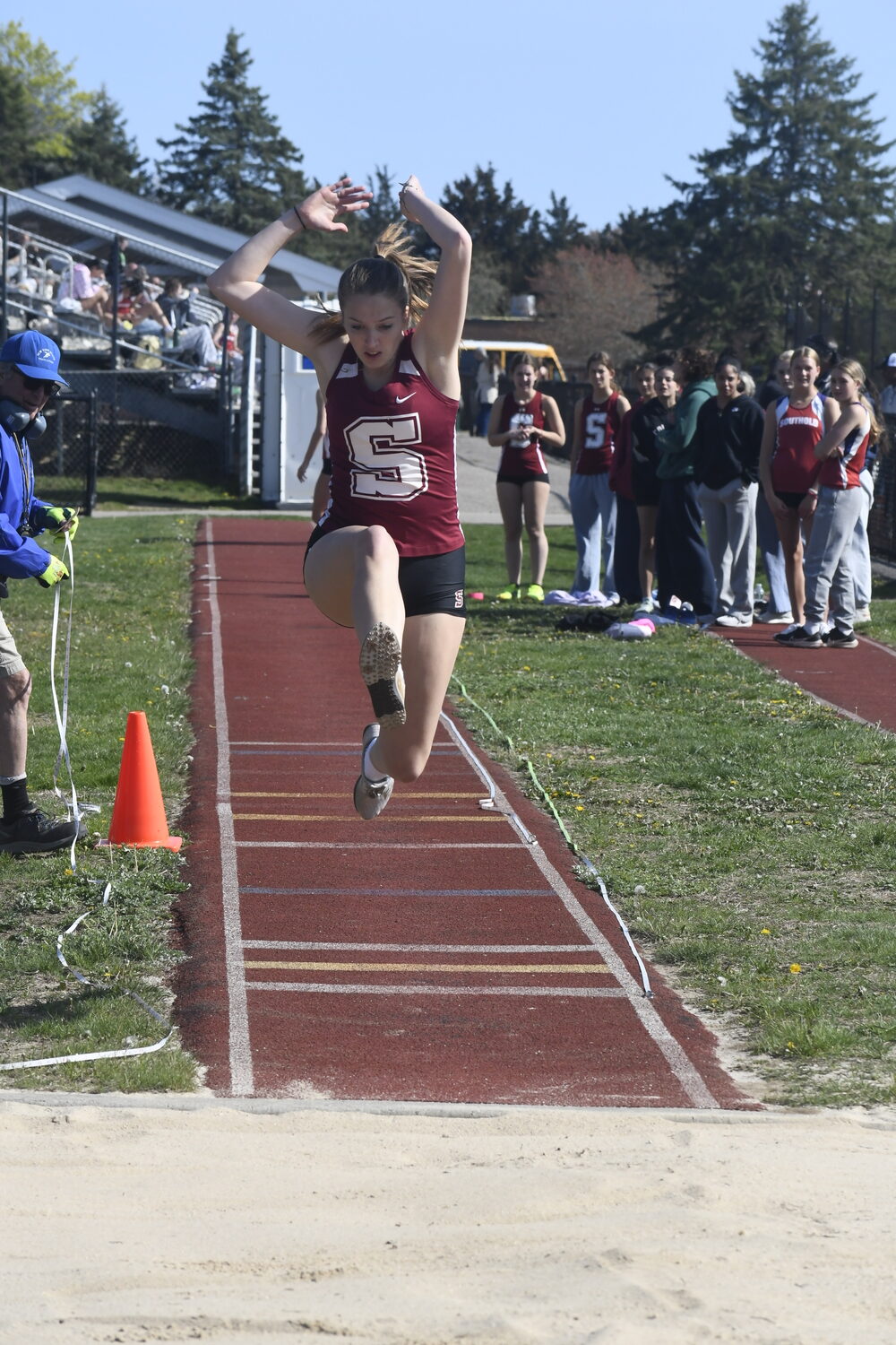 Seraphia May competing in the triple jump for the Mariners on Thursday, May 1. DREW BUDD