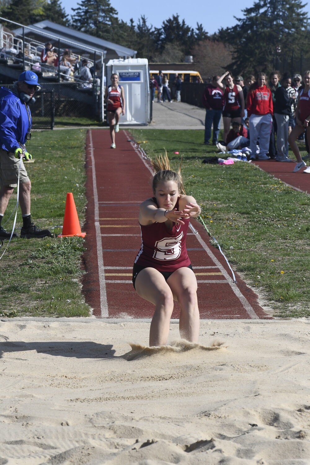 Seraphia May competing in the triple jump for the Mariners on Thursday, May 1. DREW BUDD