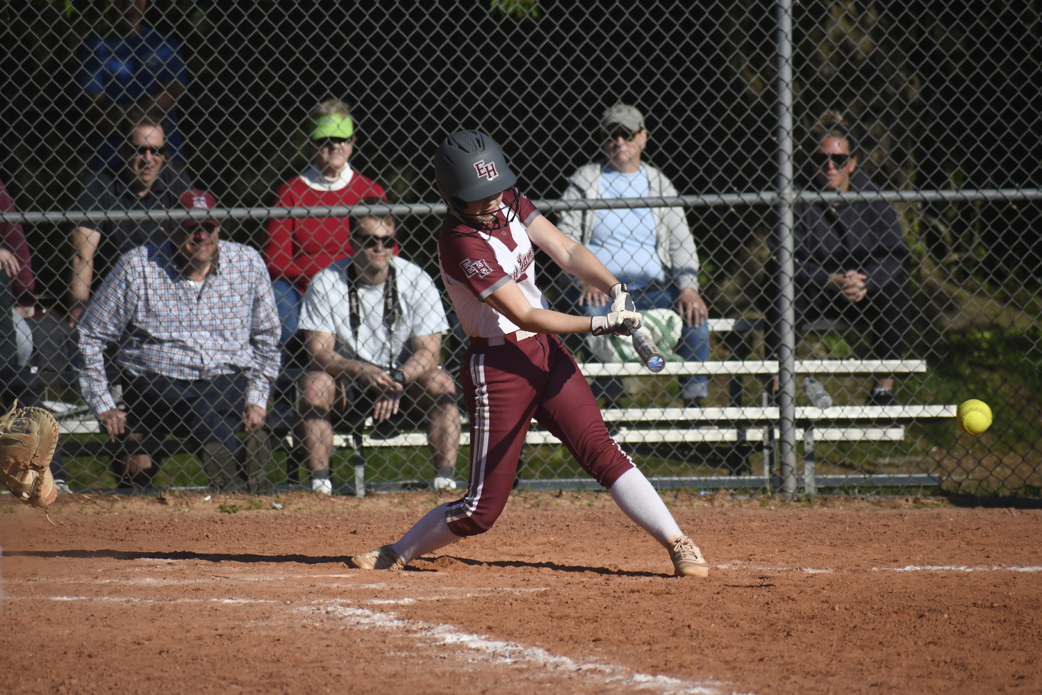 Colleen McKee singles up the middle.  DREW BUDD