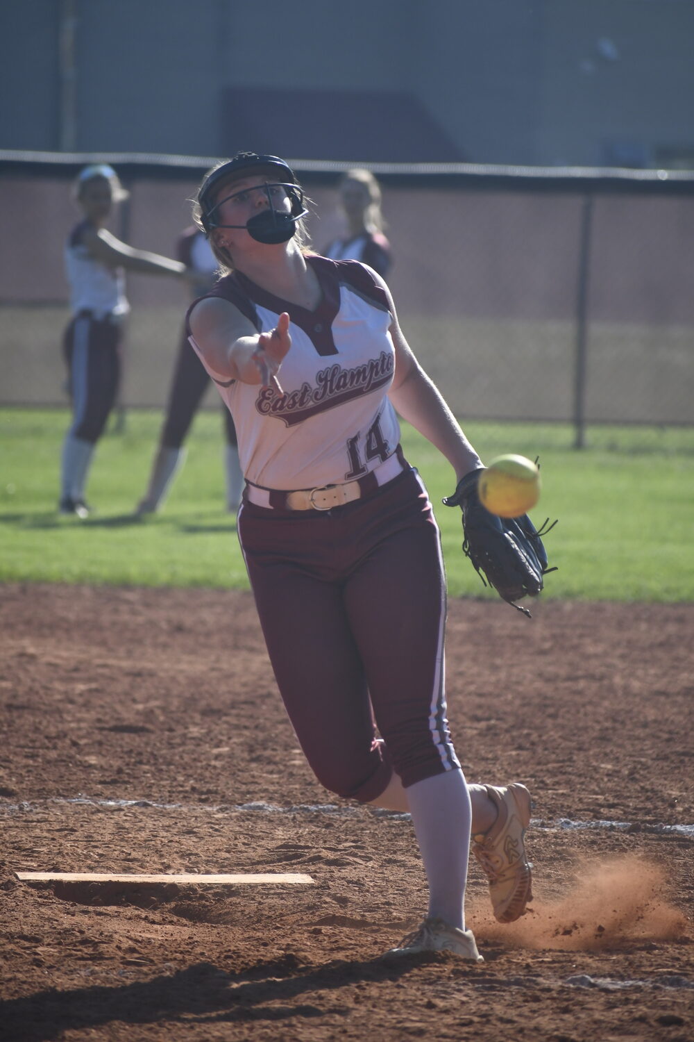 Isabel Briand started in the circle against Hauppauge on Thursday, May 8.   DREW BUDD