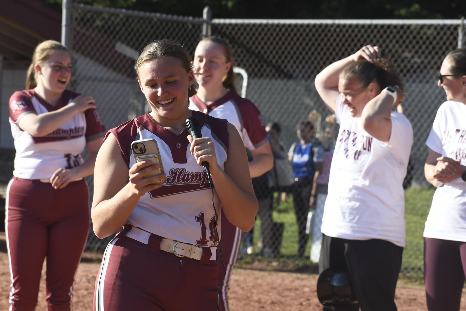 Isabel Briand has a few words for the departing seniors.  DREW BUDD