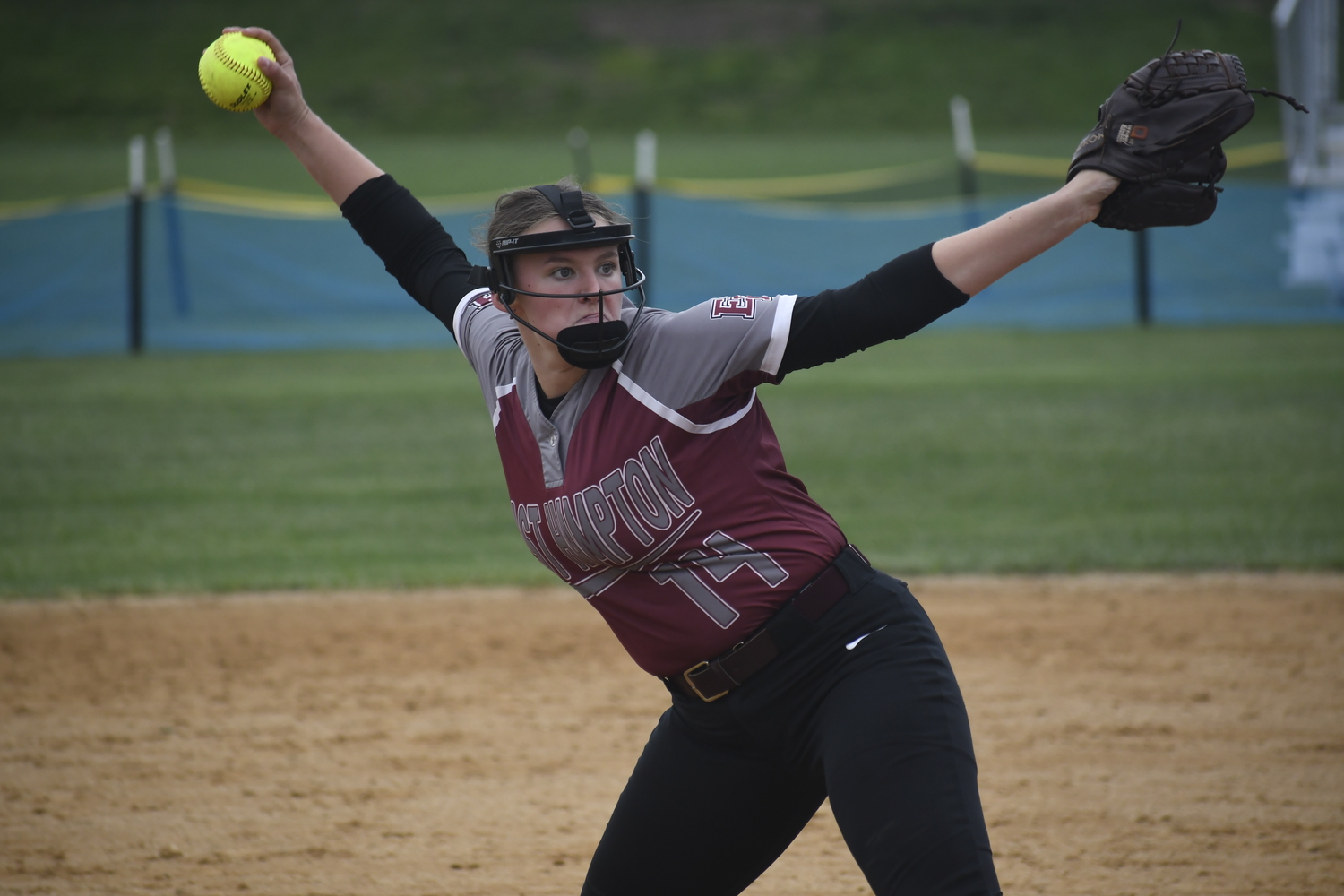 East Hampton starting pitcher Isabel Briand was strong on Friday.  DREW BUDD