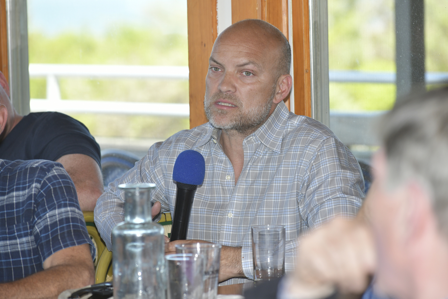 East Hampton Town Councilman David Lys fields a question.  DANA SHAW
