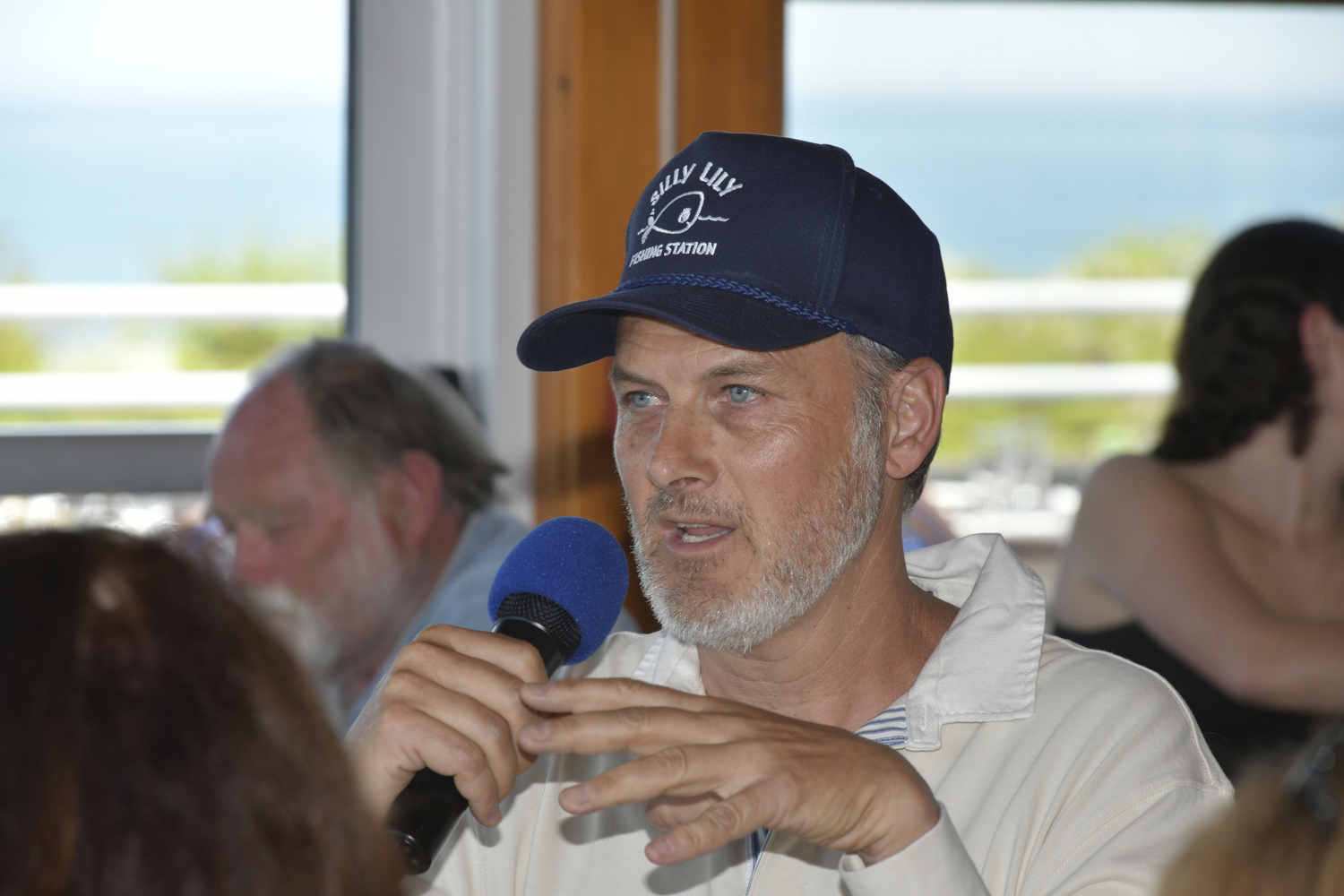Audience member Jay Scott from Silly Lily Fishing Station asks a question.  DANA SHAW