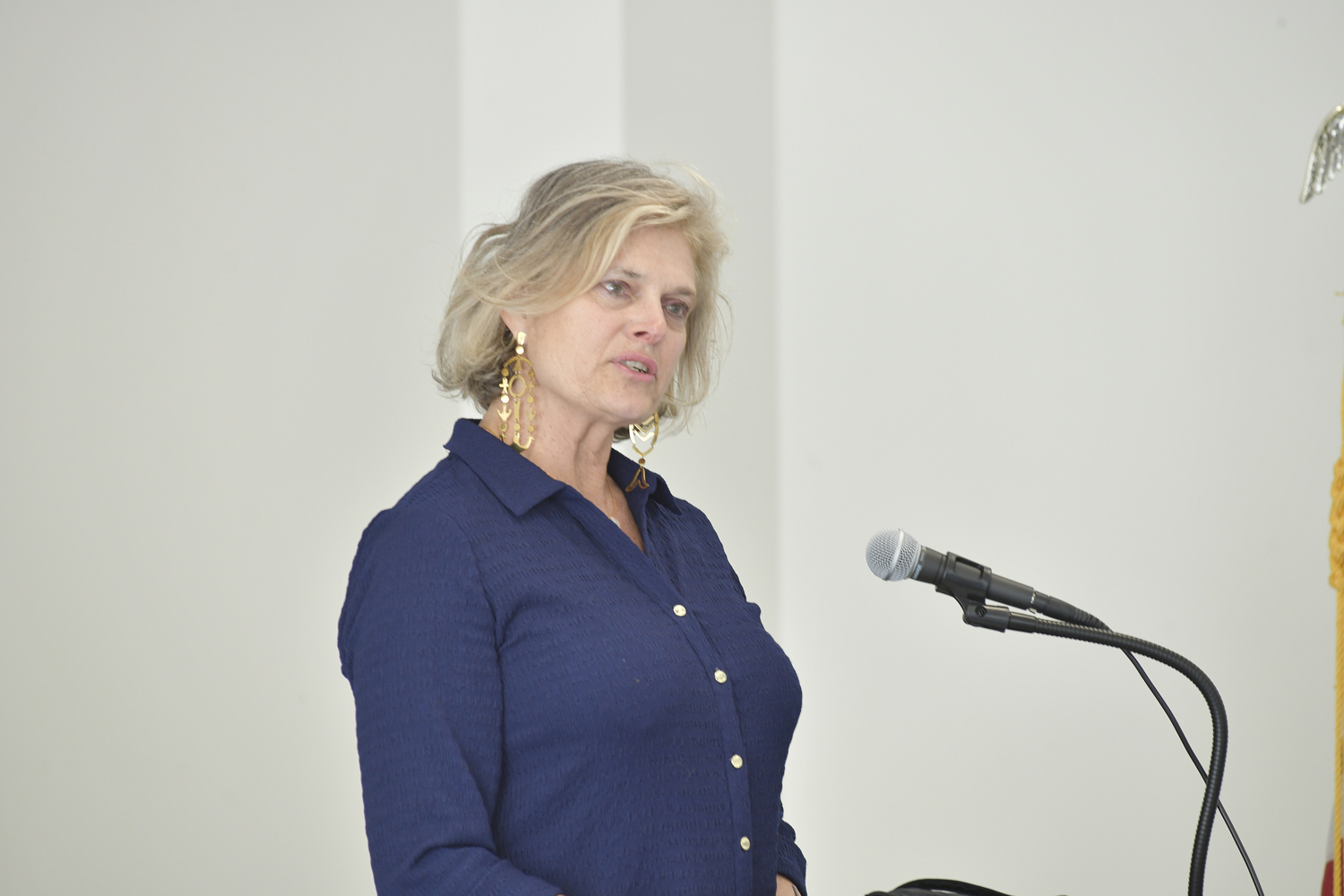 Suffolk County Legislator Ann Welker at the Southampton Volunteer Ambulance building dedication on Sunday.  DANA SHAW