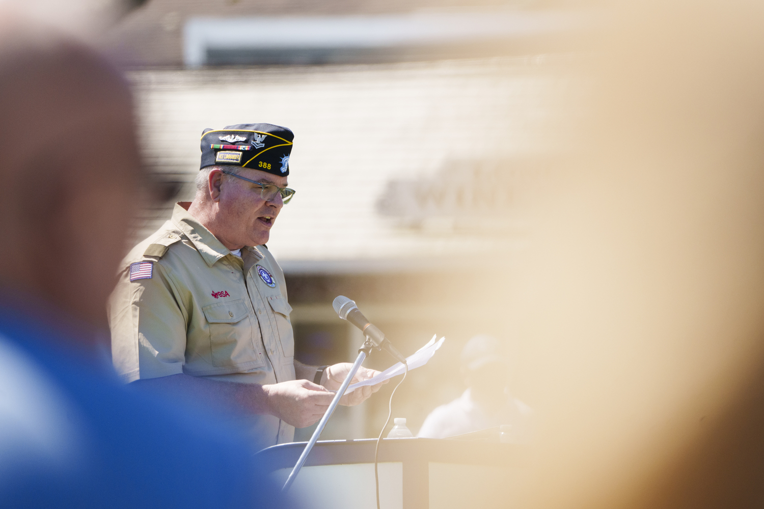 Navy veteran and Boy Scout leader Carl Browngardt gave the keynote speech at Sag Harbor's Memorial Day observance. LORI HAWKINS