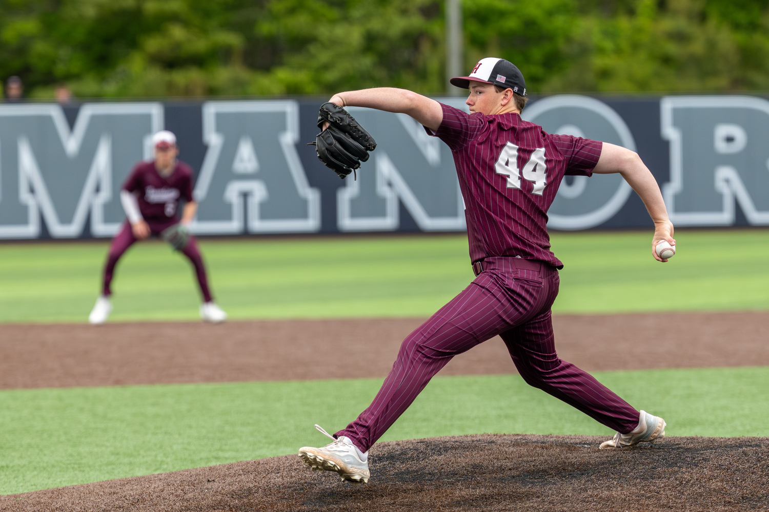 East Hampton starting pitcher Finn O'Rourke pitched into the ninth inning on Tuesday.  RON ESPOSITO
