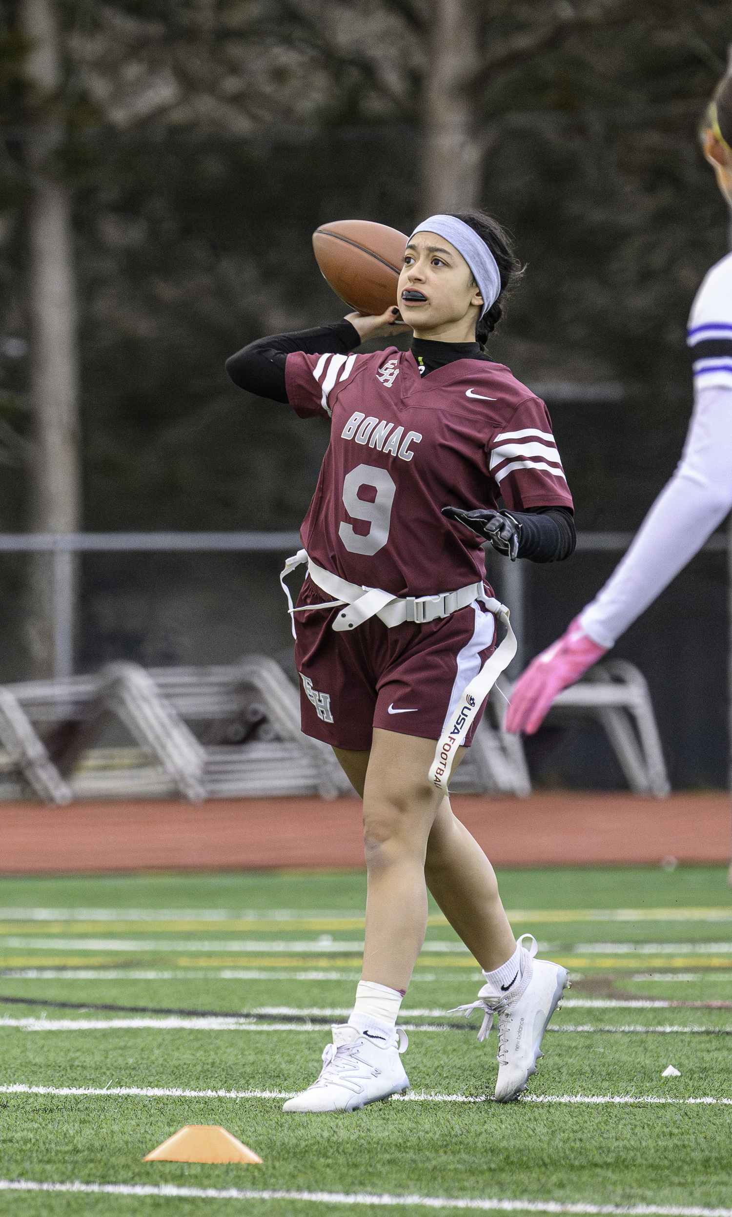 Jocelyn Garcia has an open receiver in her sights. MARIANNE BARNETT