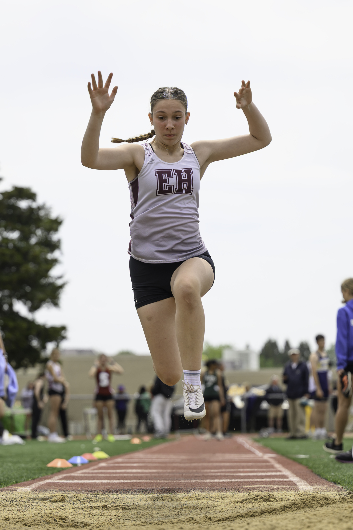 Kate Vinski in the triple jump for East Hampton. MARIANNE BARNETT