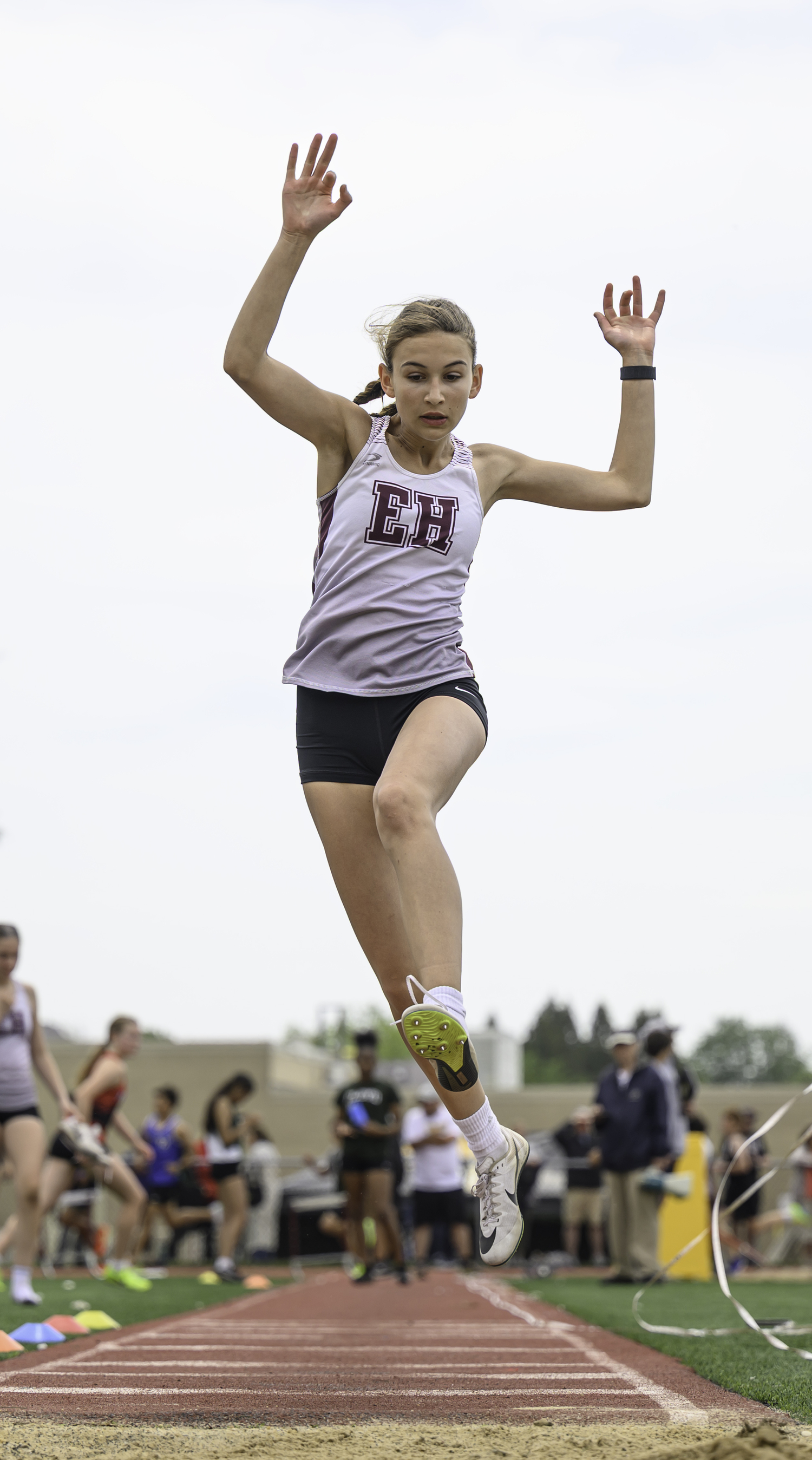 Stephania Cano in the triple jump for East Hampton.  MARIANNE BARNETT