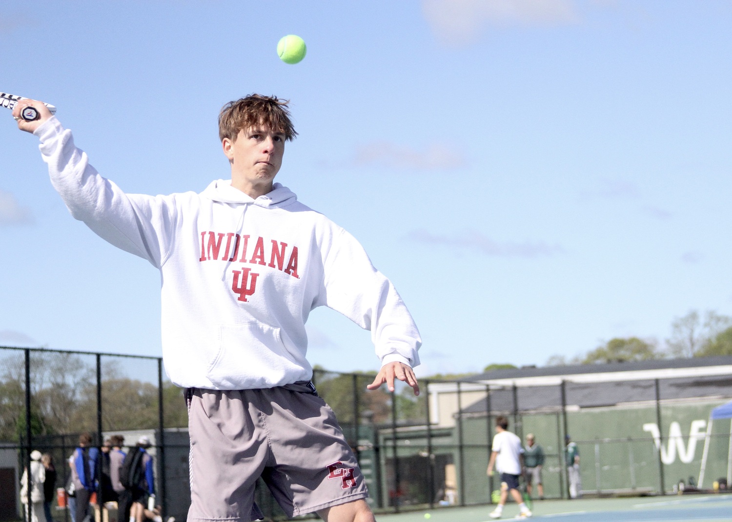 Senior C.J. Baumrind volleys. DESIRÉE KEEGAN