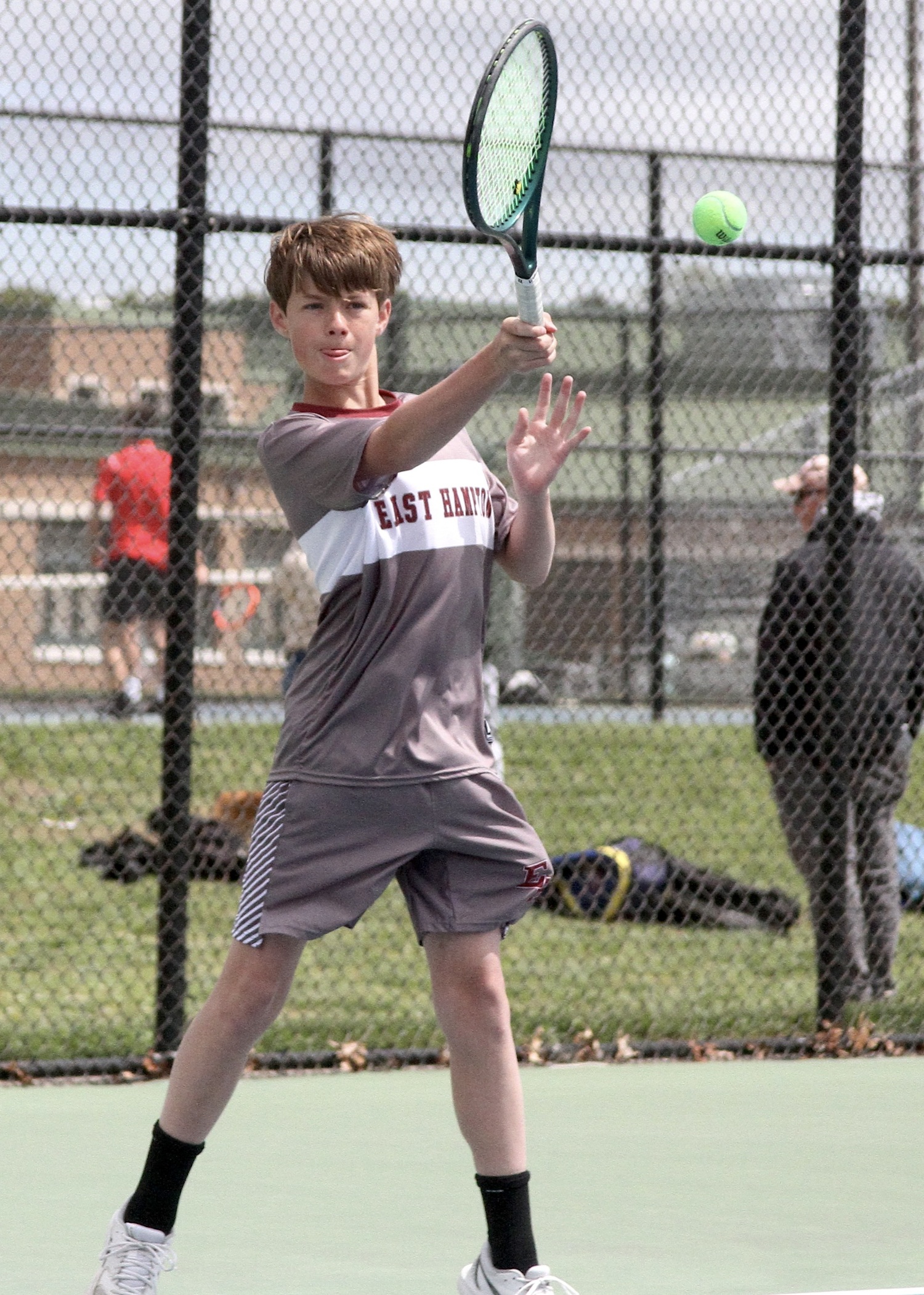 Eighth-grader Chase Bohnnsack with a forehand. DESIRÉE KEEGAN