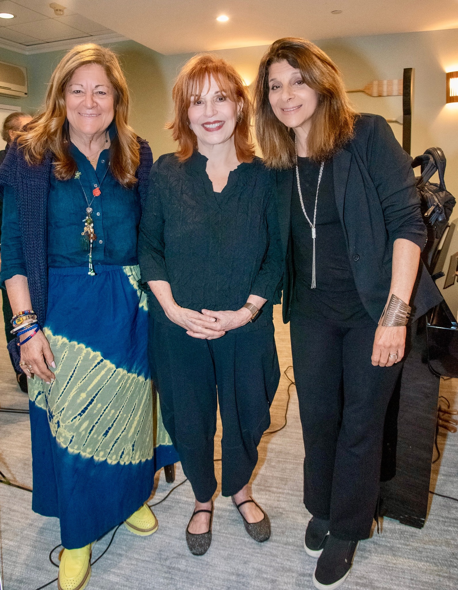 From left, Fern Mallis, Joy Behar and Angela LaGreca during a creative evening of works in process at The Southampton Inn on May 17. LISA TAMBURINI