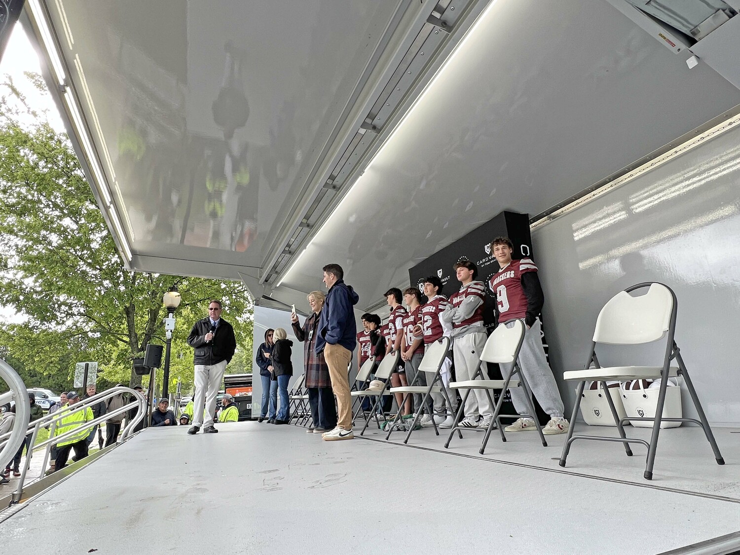 The Bonacker team takes the stage at Herrick Park.  DANA SHAW