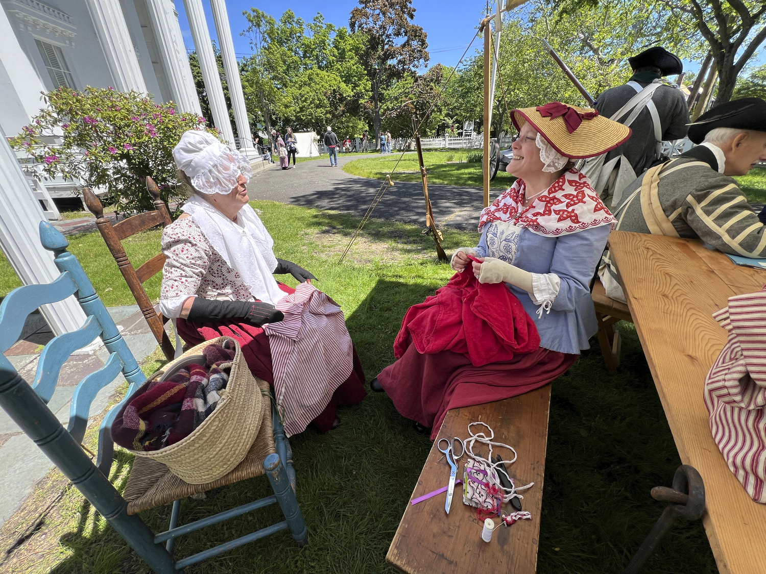 Diane Goldstein Fish and Danielle Figueroa with the  3rd New York Regiment  at the Whaling Museum on Saturday.