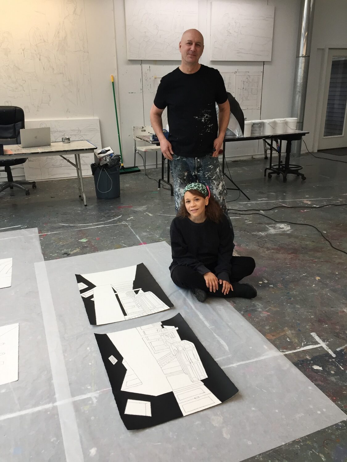 Artist Eric Haze at the Elaine de Kooning House with his wife Rosie Perez during his spring 2020 residency. KATHERINE MCMAHON/COURTESY ELAINE DE KOONING HOUSE