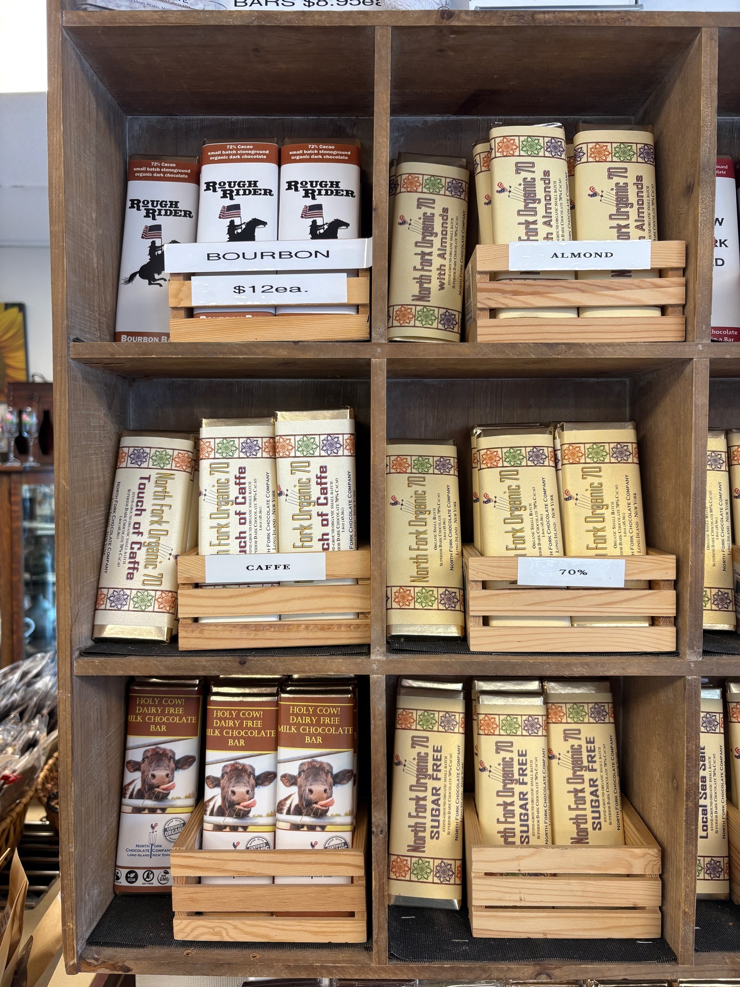 North Fork Chocolate Company makes over half a dozen types of chocolate bars, including those incorporating wine, bourbon, goat’s milk, sugar alternatives, and more. Christine Sampson photo