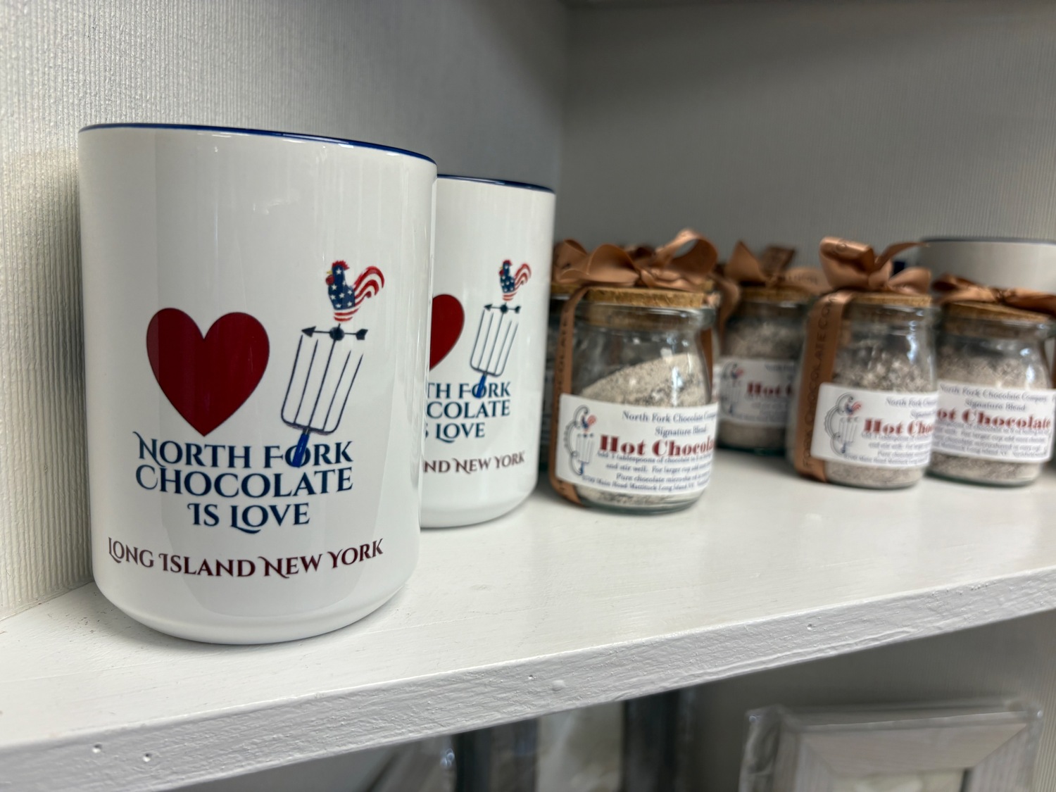 North Fork Chocolate Company mugs are the perfect way to enjoy a cup of fresh coffee or specialty drinks.