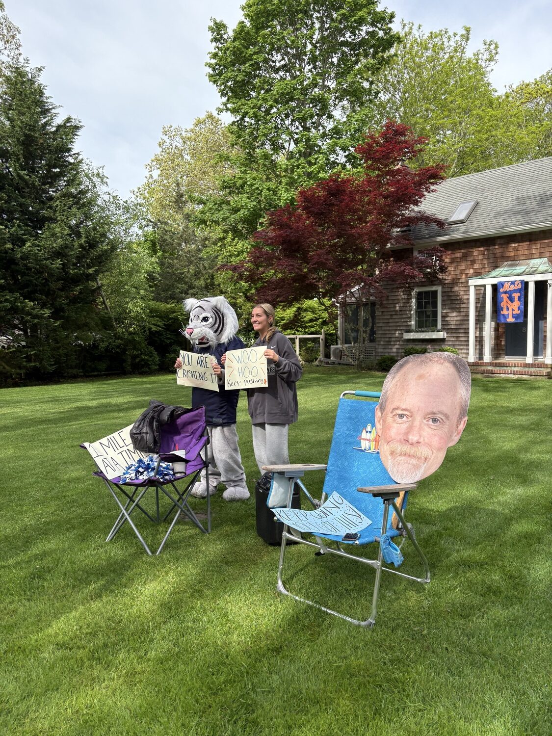 Many East Quogue families decorated to support runners along the route at the third annual Mr. Long 