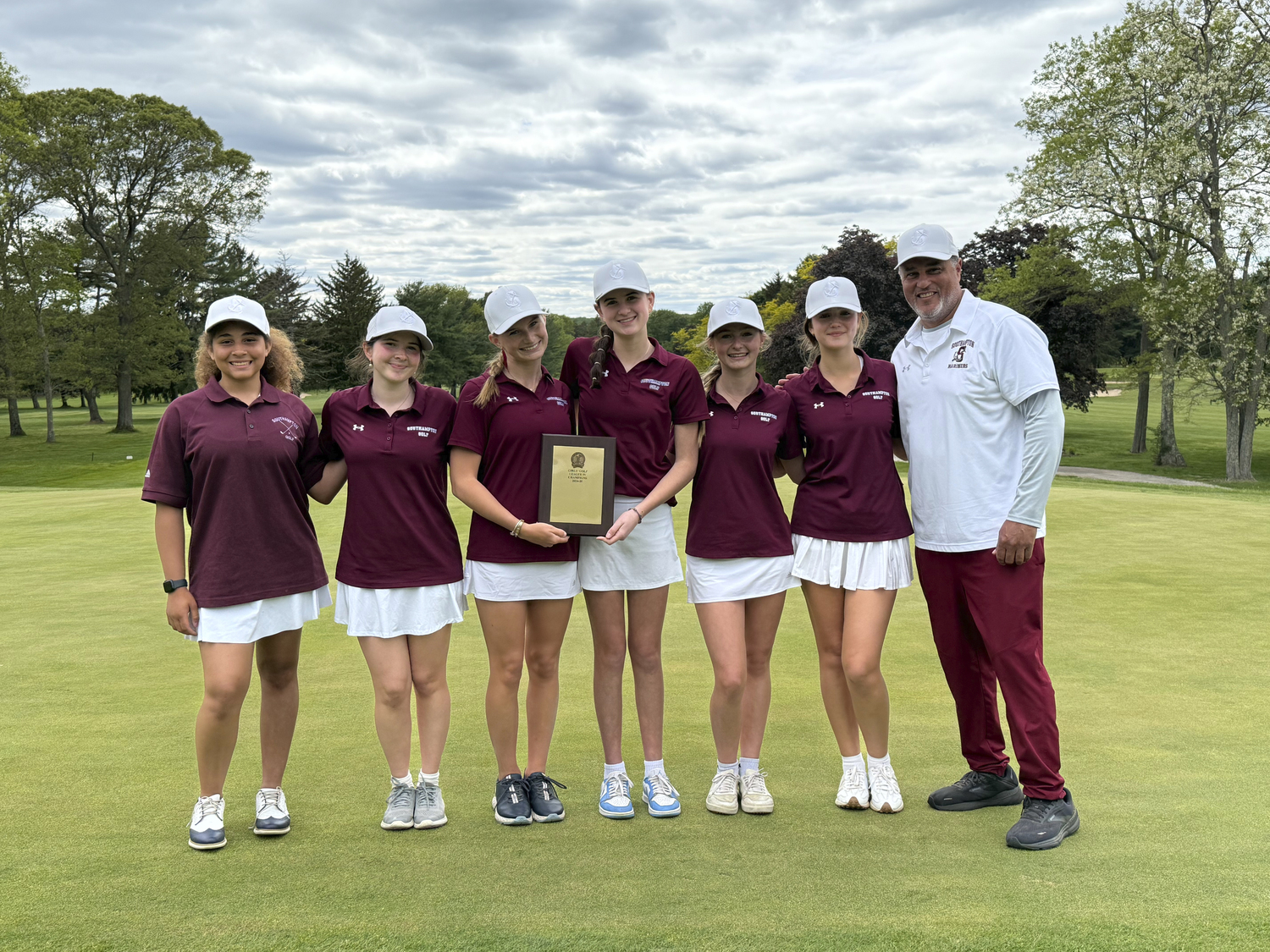 The Southampton/Pierson girls golf team won their second consecutive Section XI championship on Tuesday. The team included Zoe Coady, Kathryn Blackmore, Jillian Swiatocha, Elie Poremba, Reese Swiatocha, Virginia Kasselakis and head coach Edgar 
