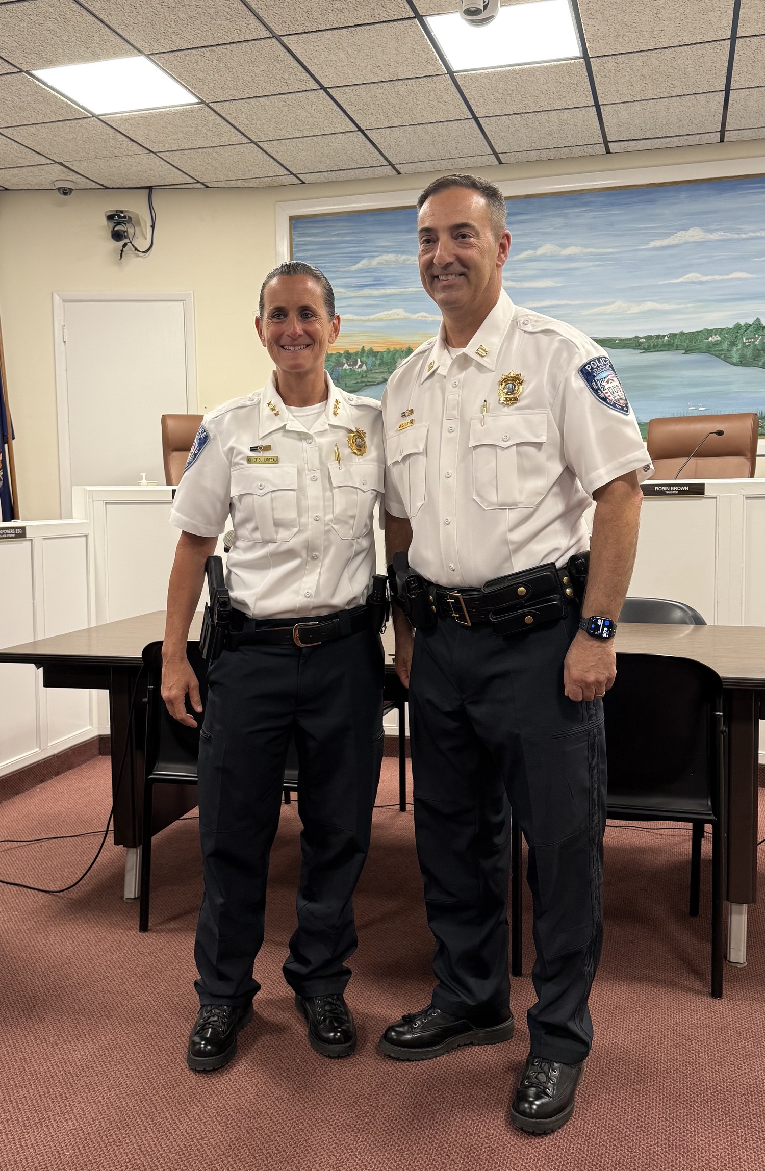 Southampton Village Police Chief Suzanne Hurteau and newly promoted Captain Chris Wetter.